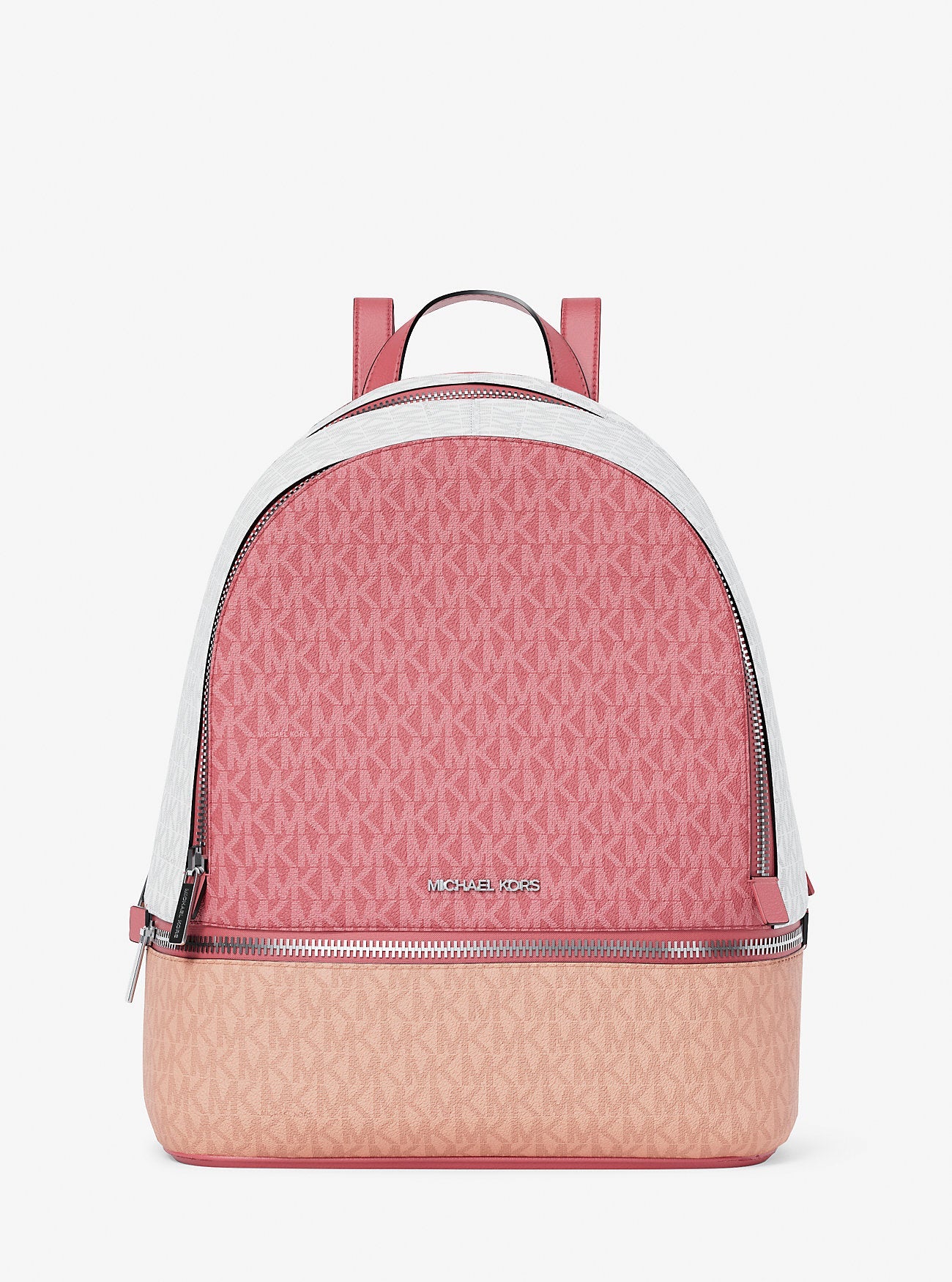 Michael Kors Rhea Medium Color-Block Signature Logo Backpack Hibiscus