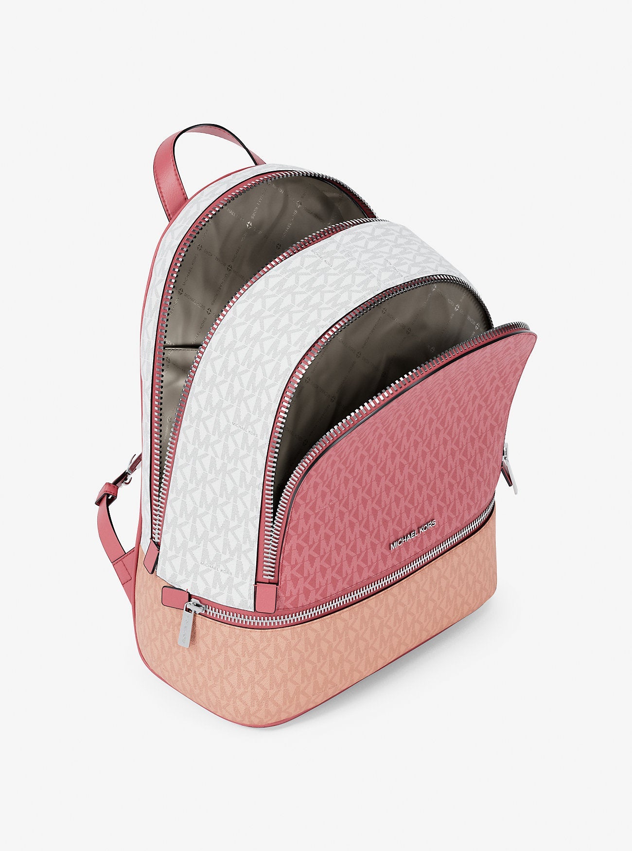 Michael Kors Rhea Medium Color-Block Signature Logo Backpack Hibiscus