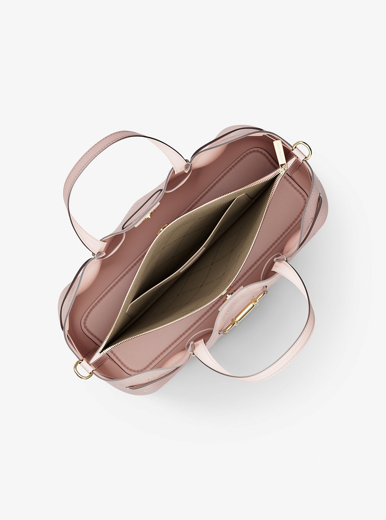 Michael Kors Carson Medium Logo Debossed Satchel Powder Blush