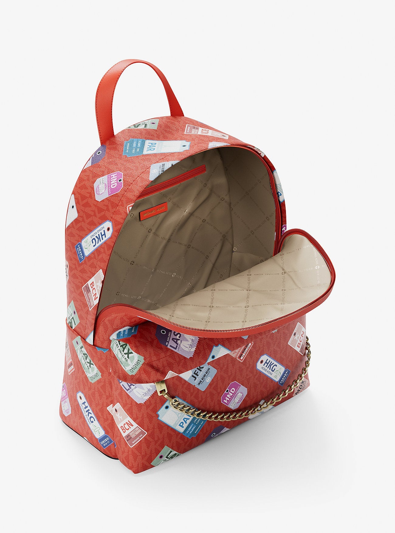 Michael Kors Slater Medium Printed Signature Logo Backpack Dk Sangria