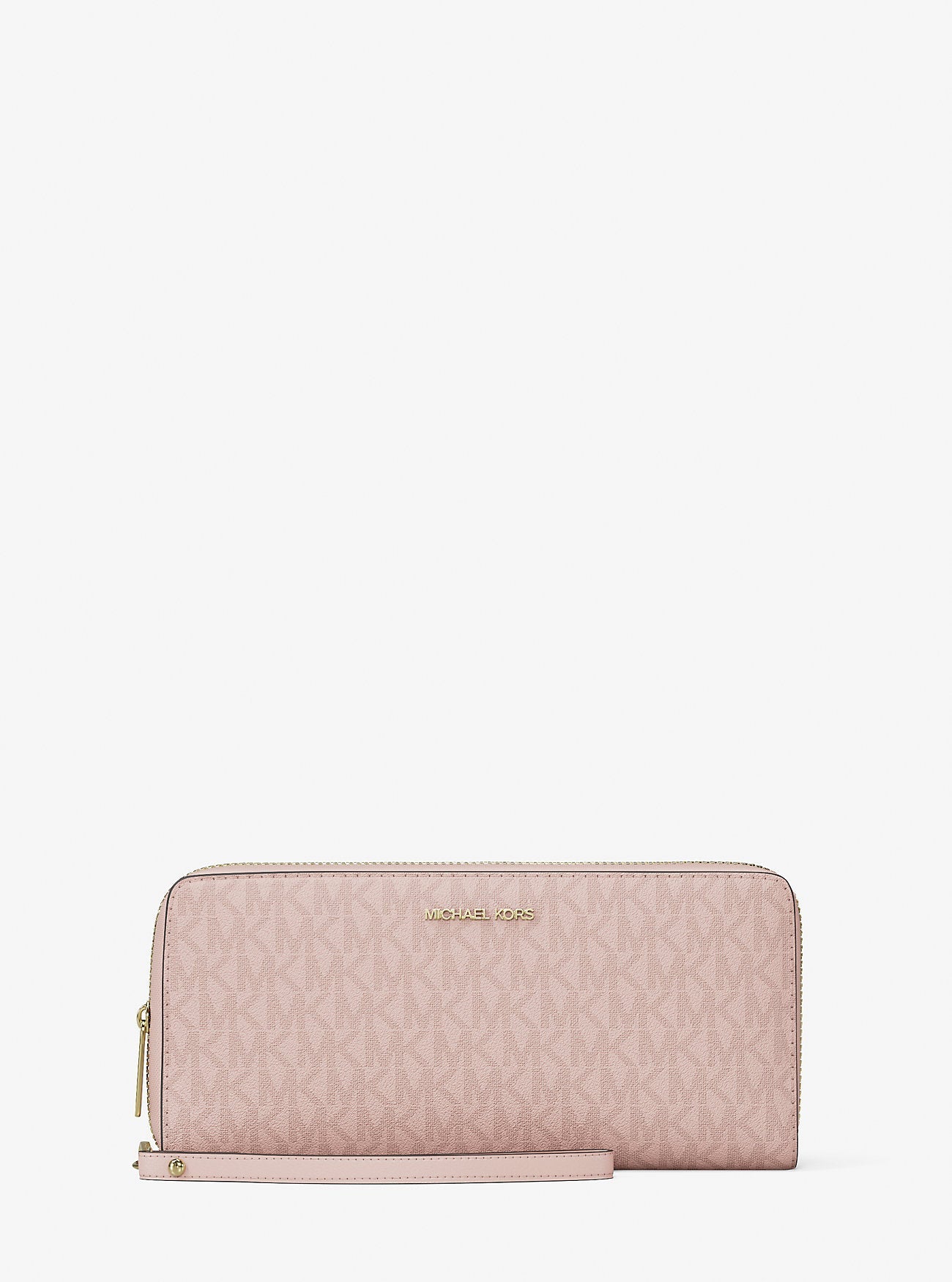 Michael Kors Jet Set Travel Large Signature Logo Continental Wristlet Powder Blush
