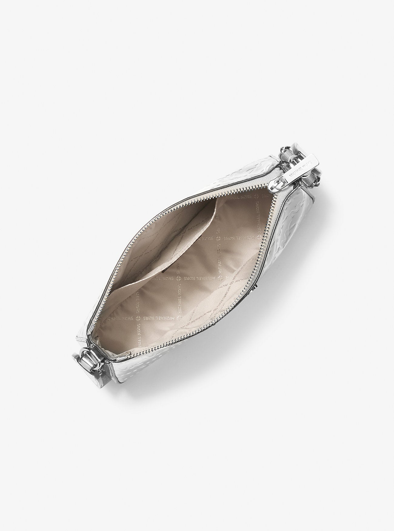 Michael Kors Jet Set Small Patent Logo Debossed Crossbody Bag with Case for Apple Airpods Pro® Silver