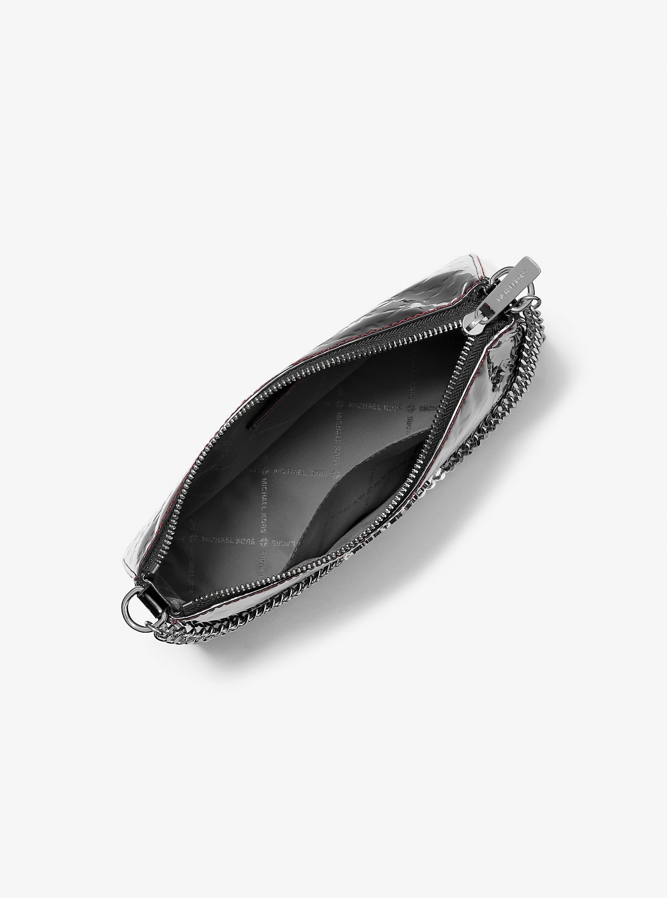 Michael Kors Jet Set Patent Logo Debossed Pochette and Card Case Gift Set Black
