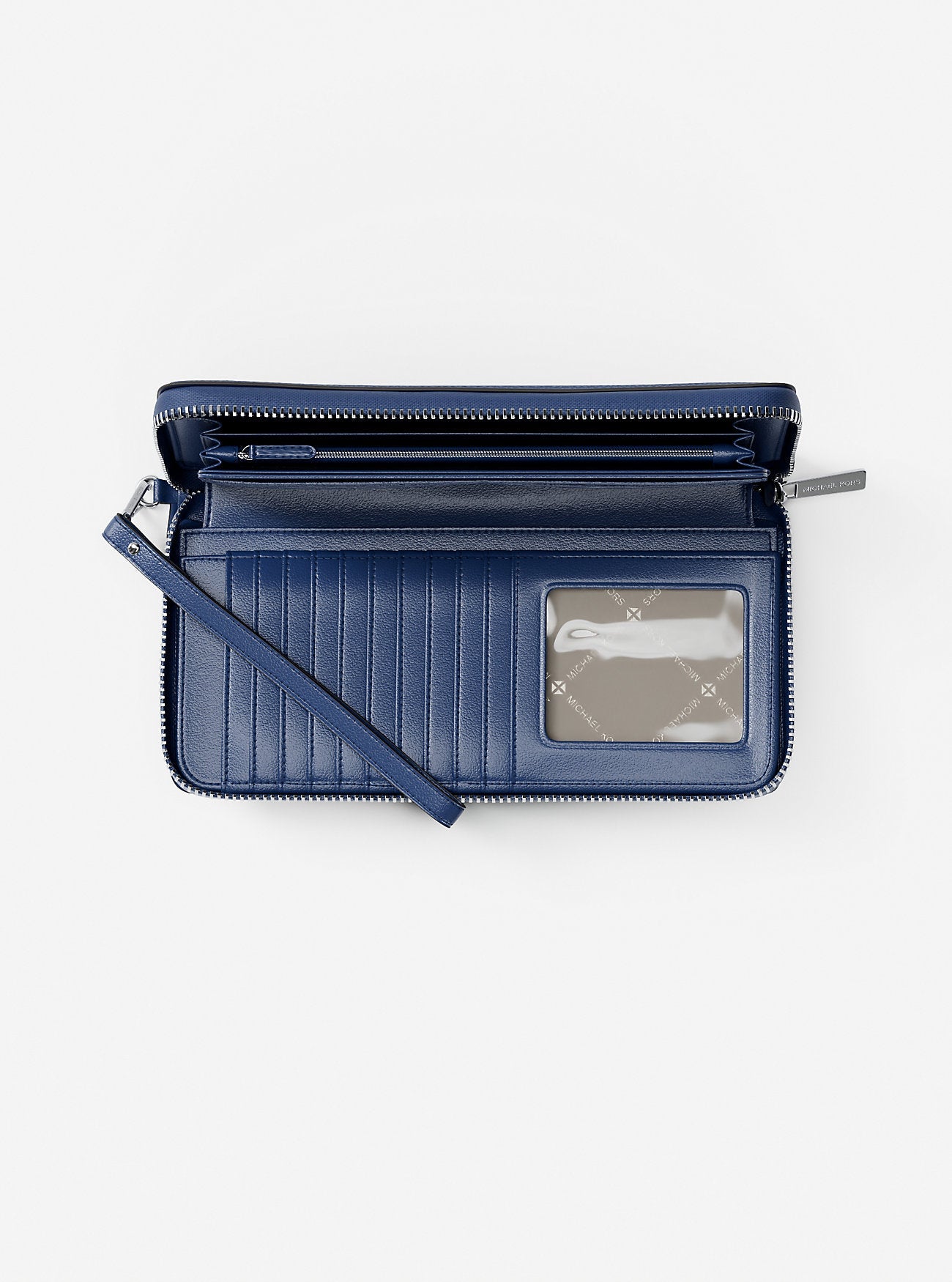 Michael Kors Large Pebbled Leather Continental Wallet Galaxy Blue