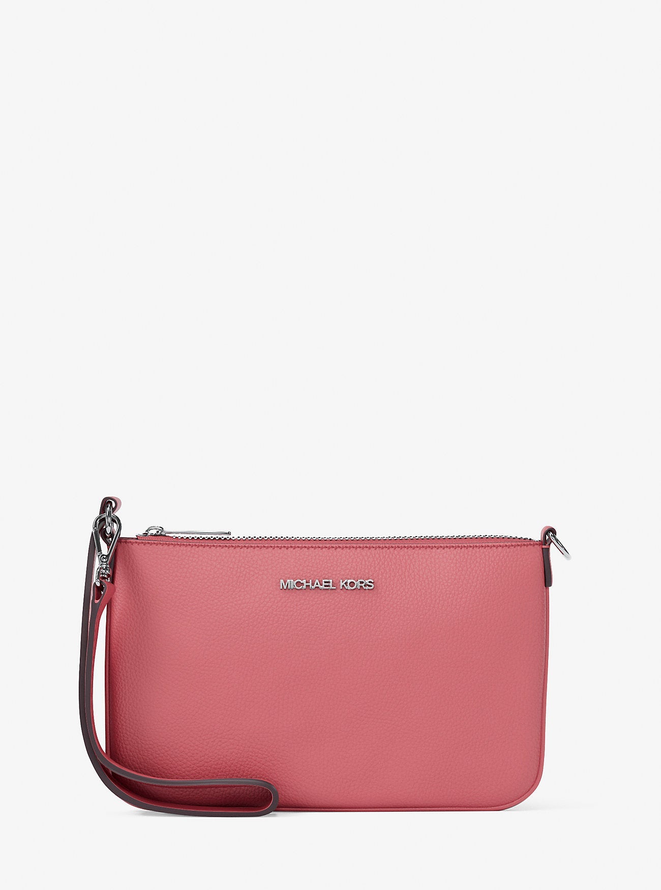 Michael Kors Jet Set Small Pebbled Leather Convertible Wristlet Hibiscus