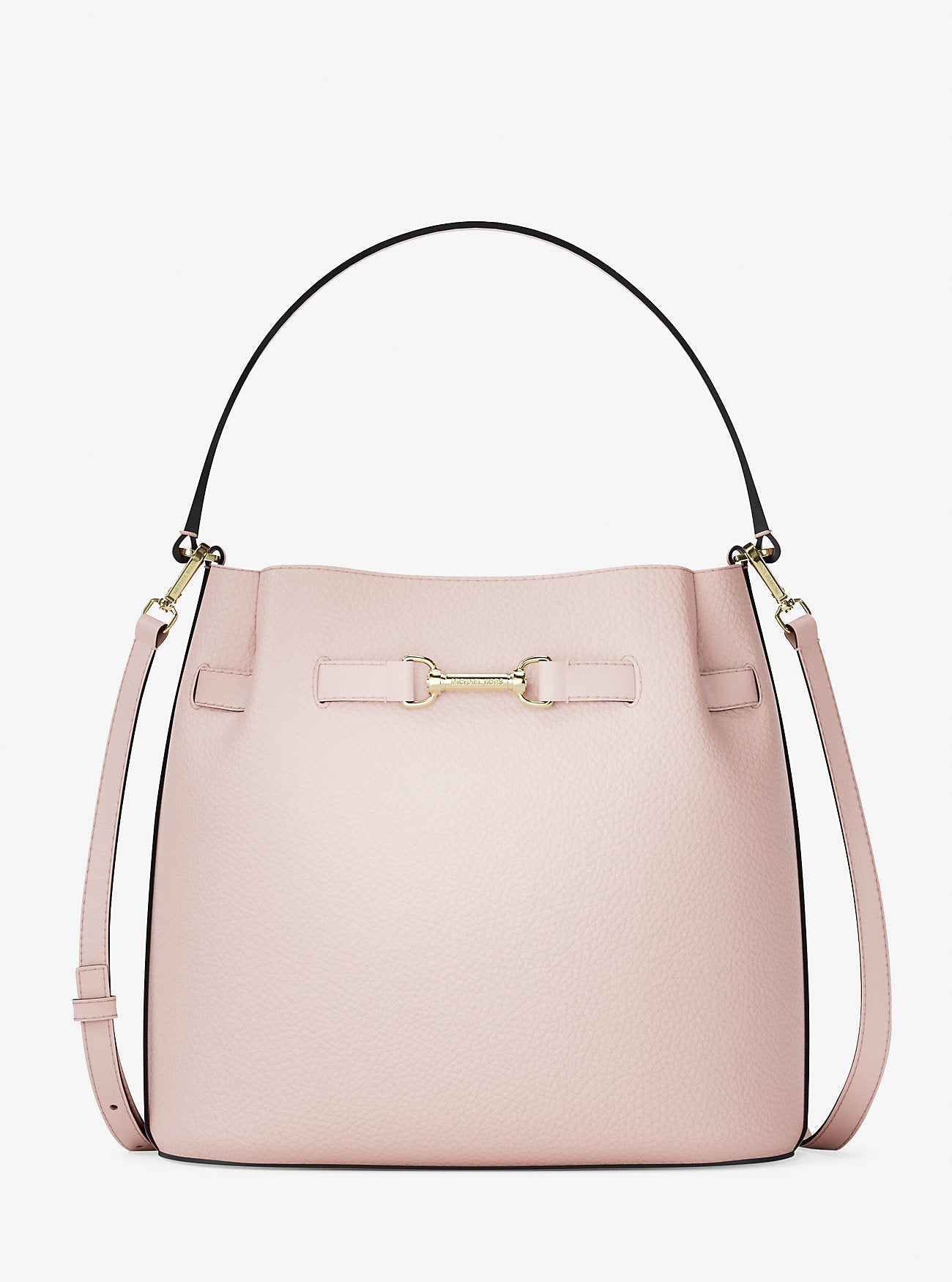 Michael Kors Carson Medium Pebbled Leather Convertible Bucket Crossbody Bag Powder Blush