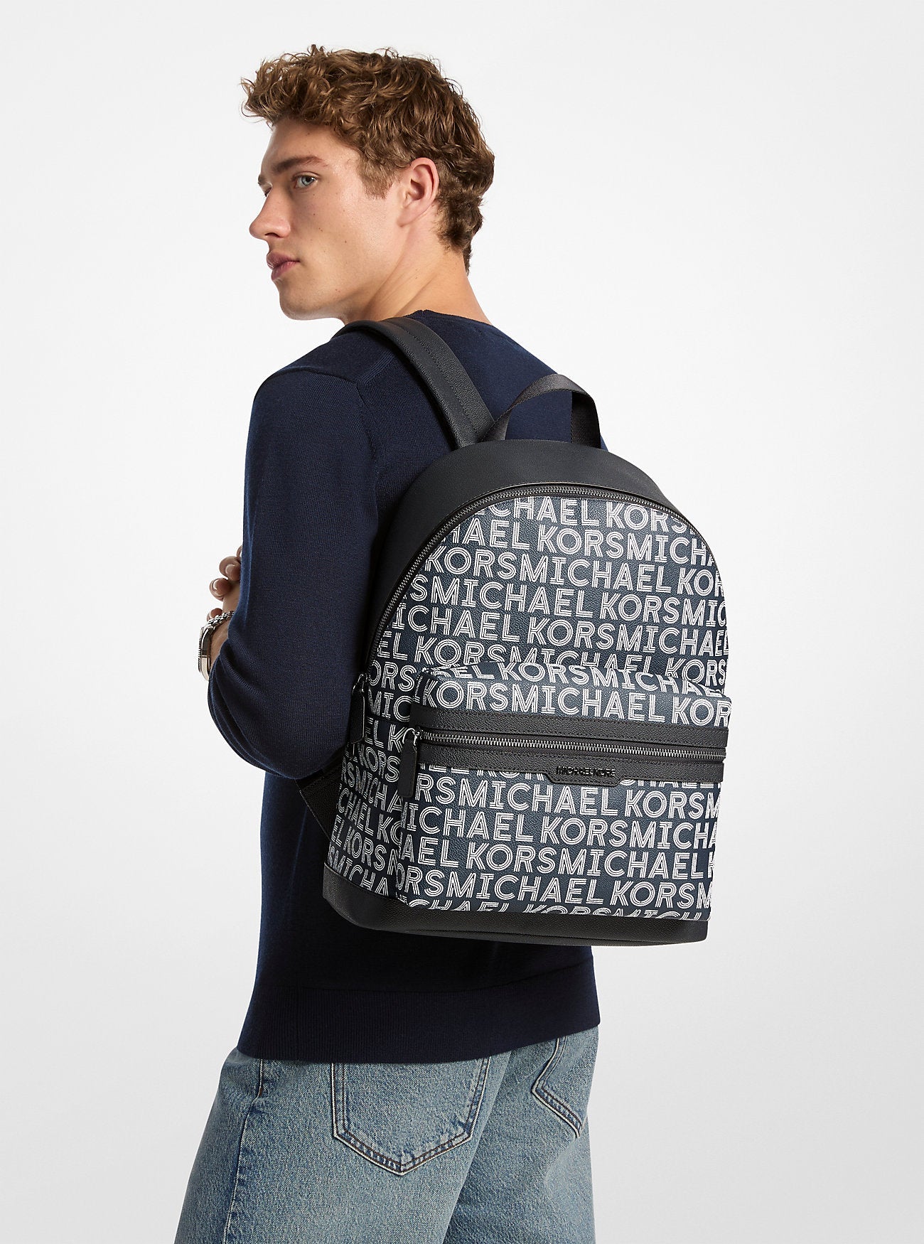 Michael Kors Cooper Medium Graphic Logo Backpack Bright Wht