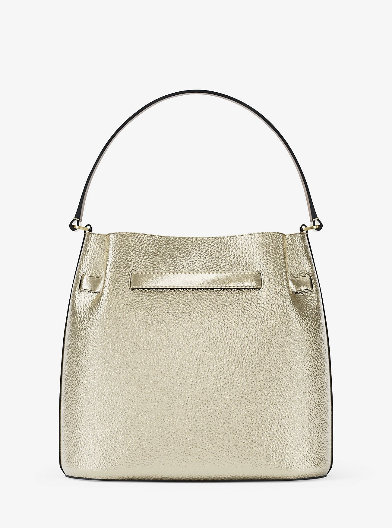 Michael Kors Carson Medium Metallic Convertible Bucket Crossbody Bag Pale Gold