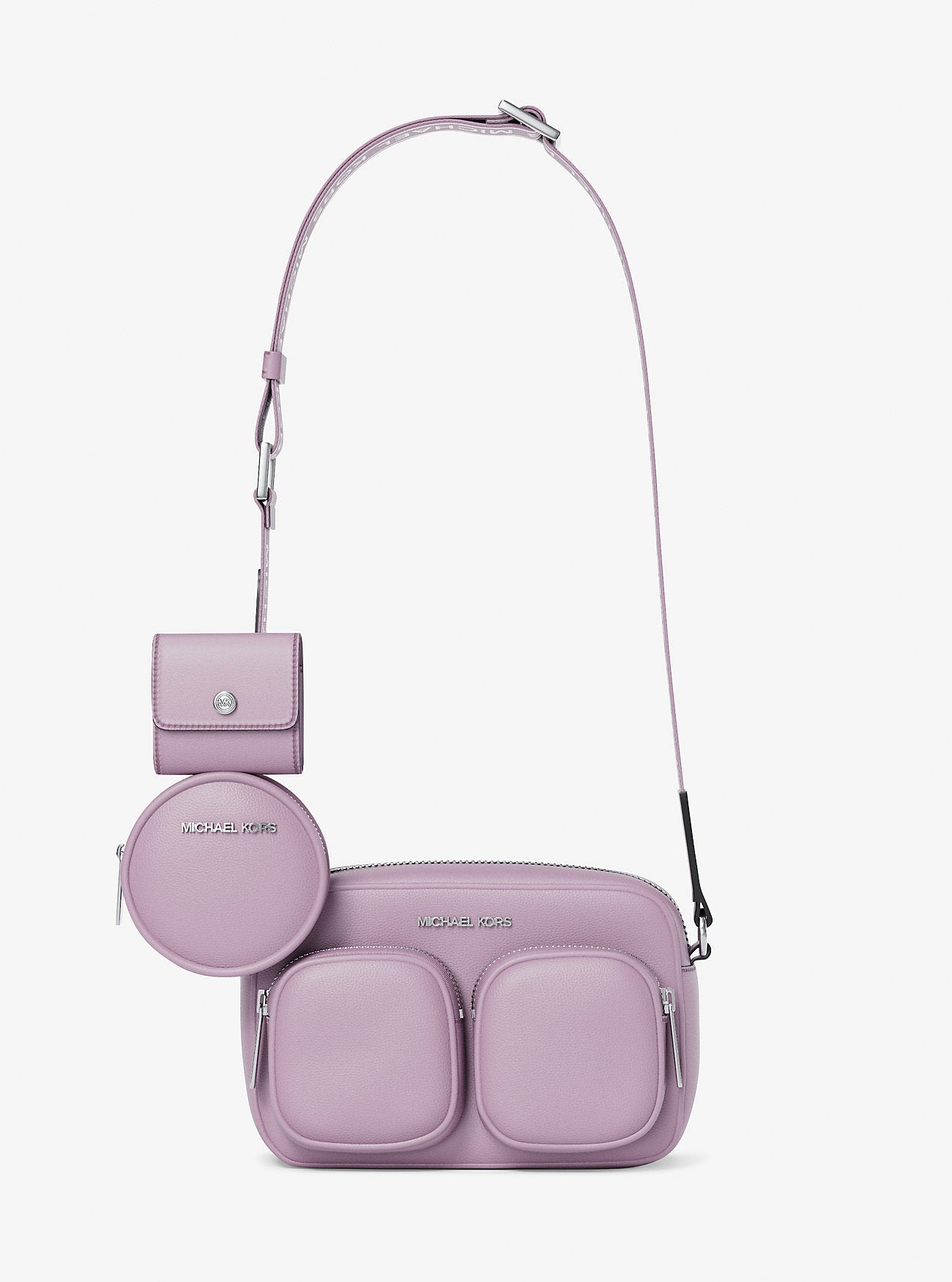 Michael Kors Jet Set Leather Medium Crossbody Bag with Case for Apple Airpods Pro® Lt Quartz