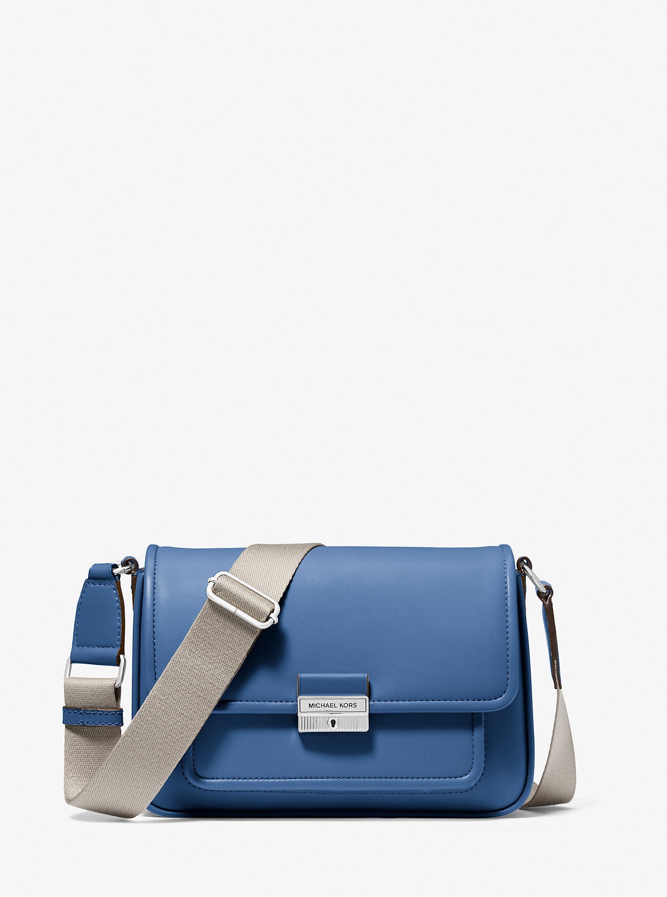 Michael Kors Bradshaw Medium Leather Messenger Bag Galaxy Blue