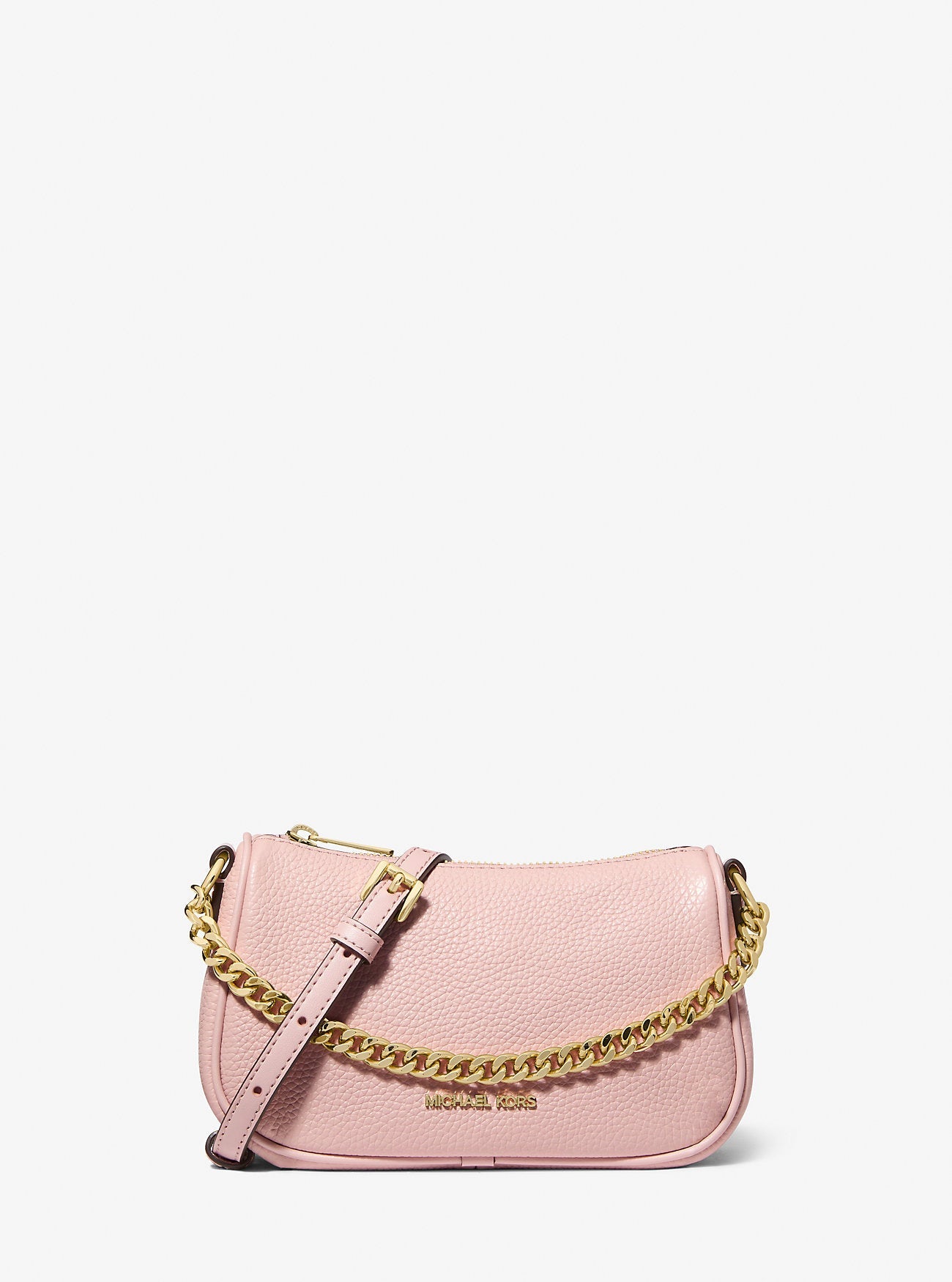 Michael Kors Carmela Small Pebbled Leather Convertible Crossbody Bag Powder Blush