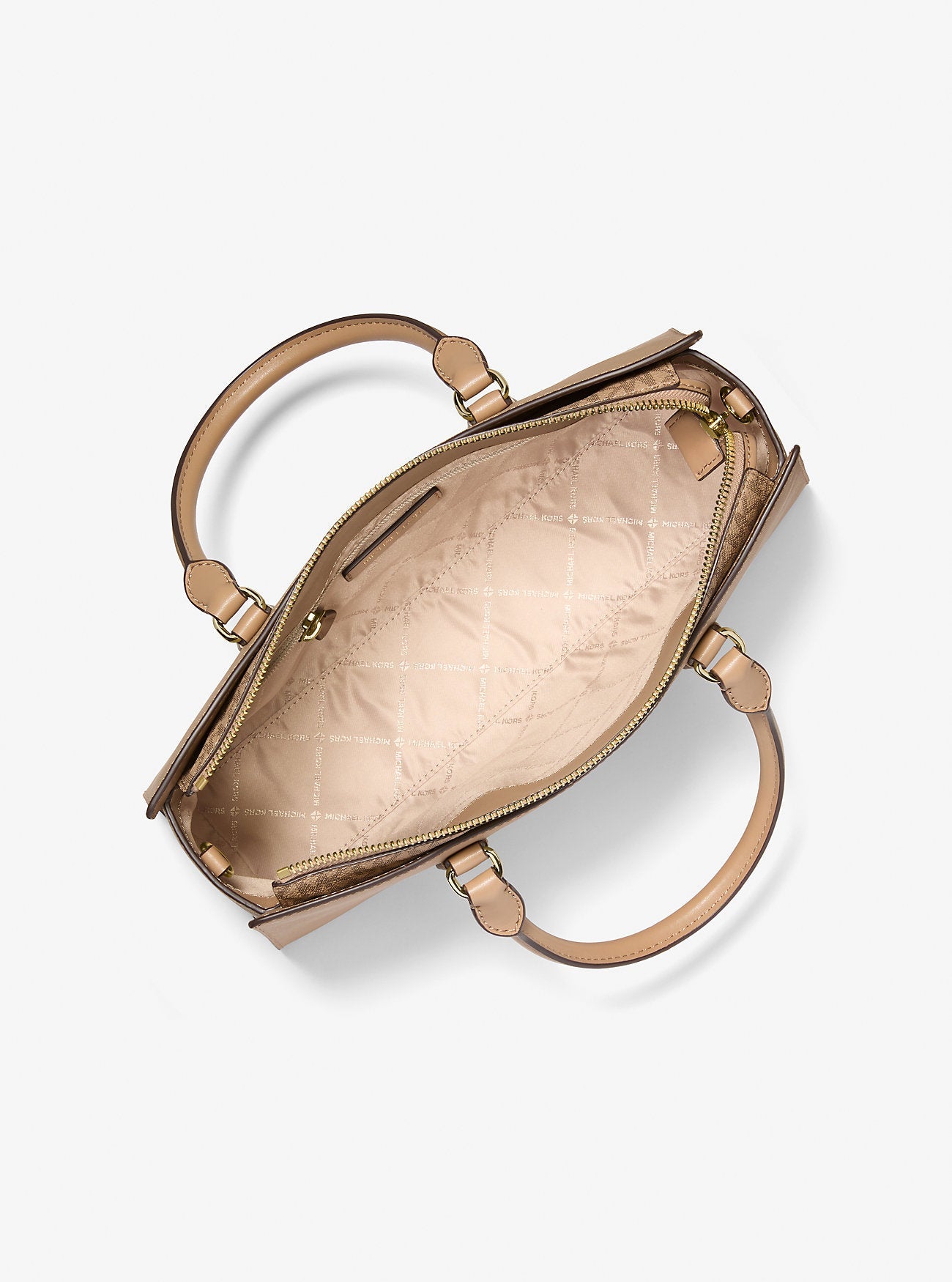 Michael Kors Arden Medium Top-Zip Satchel Camel