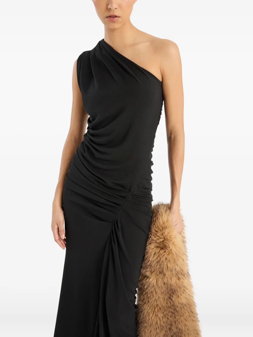 draped one-shoulder maxi dress