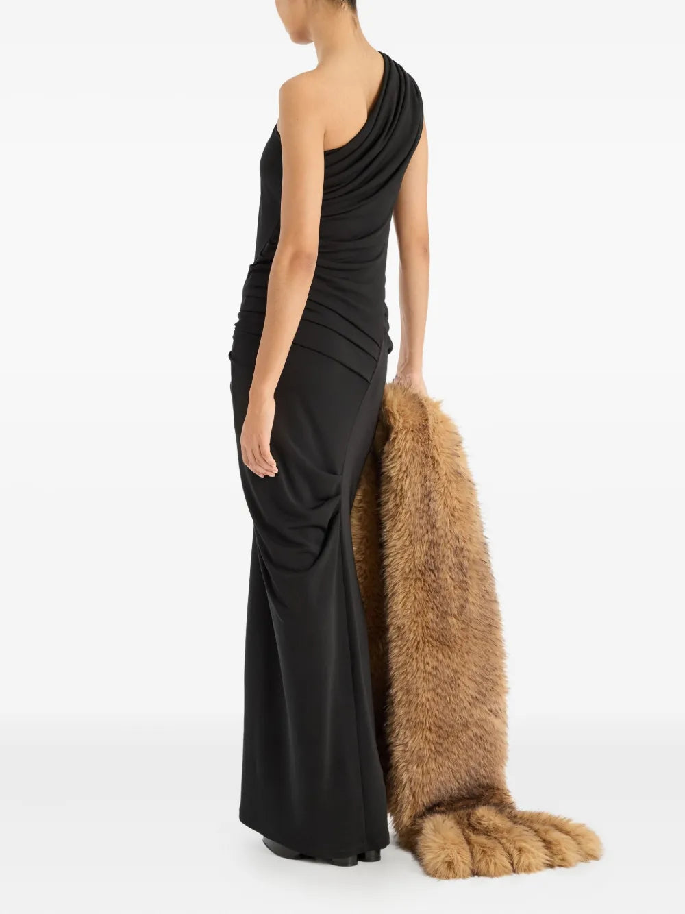 draped one-shoulder maxi dress