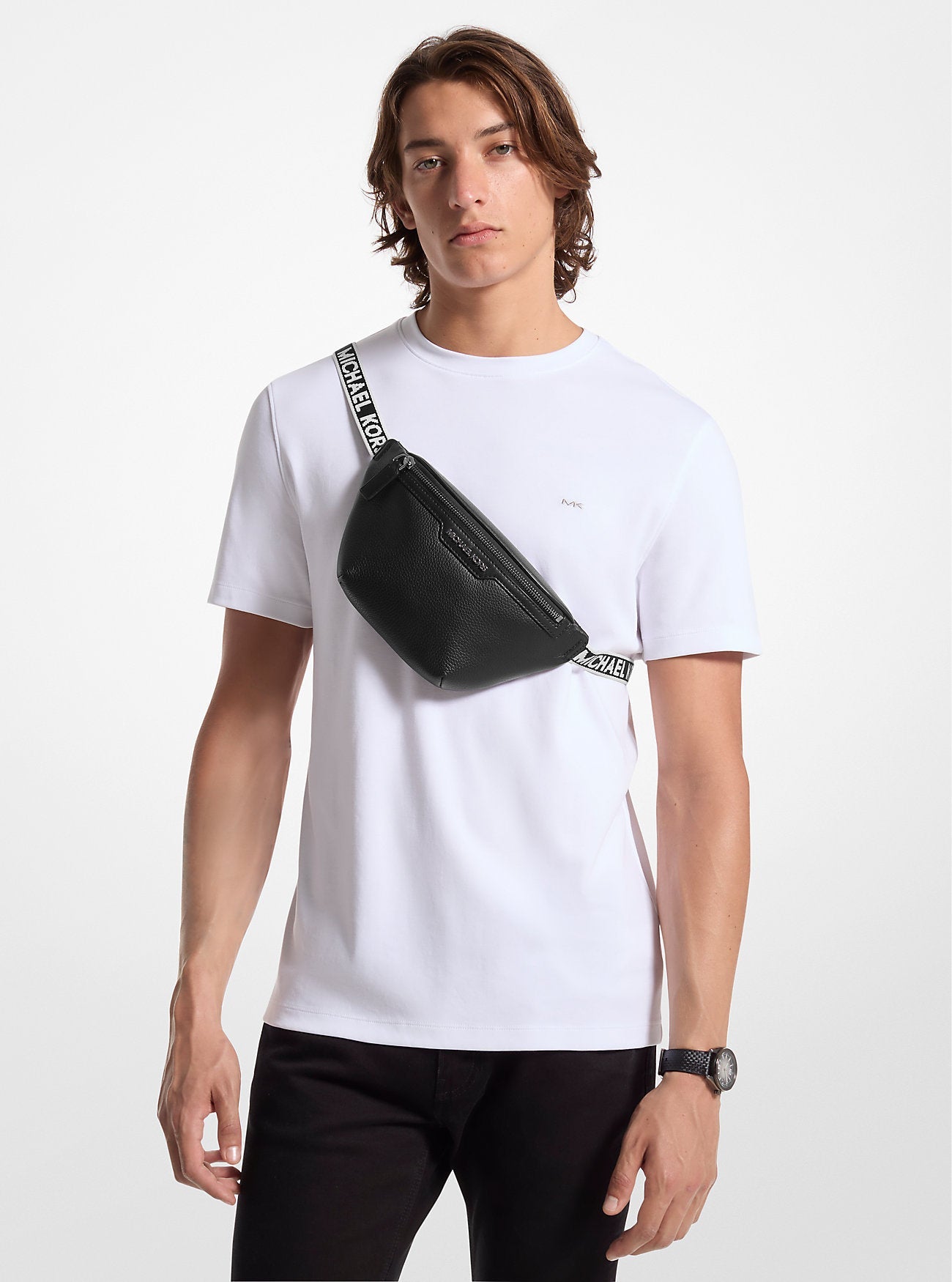Michael Kors Cooper Small Leather Sling Pack Black