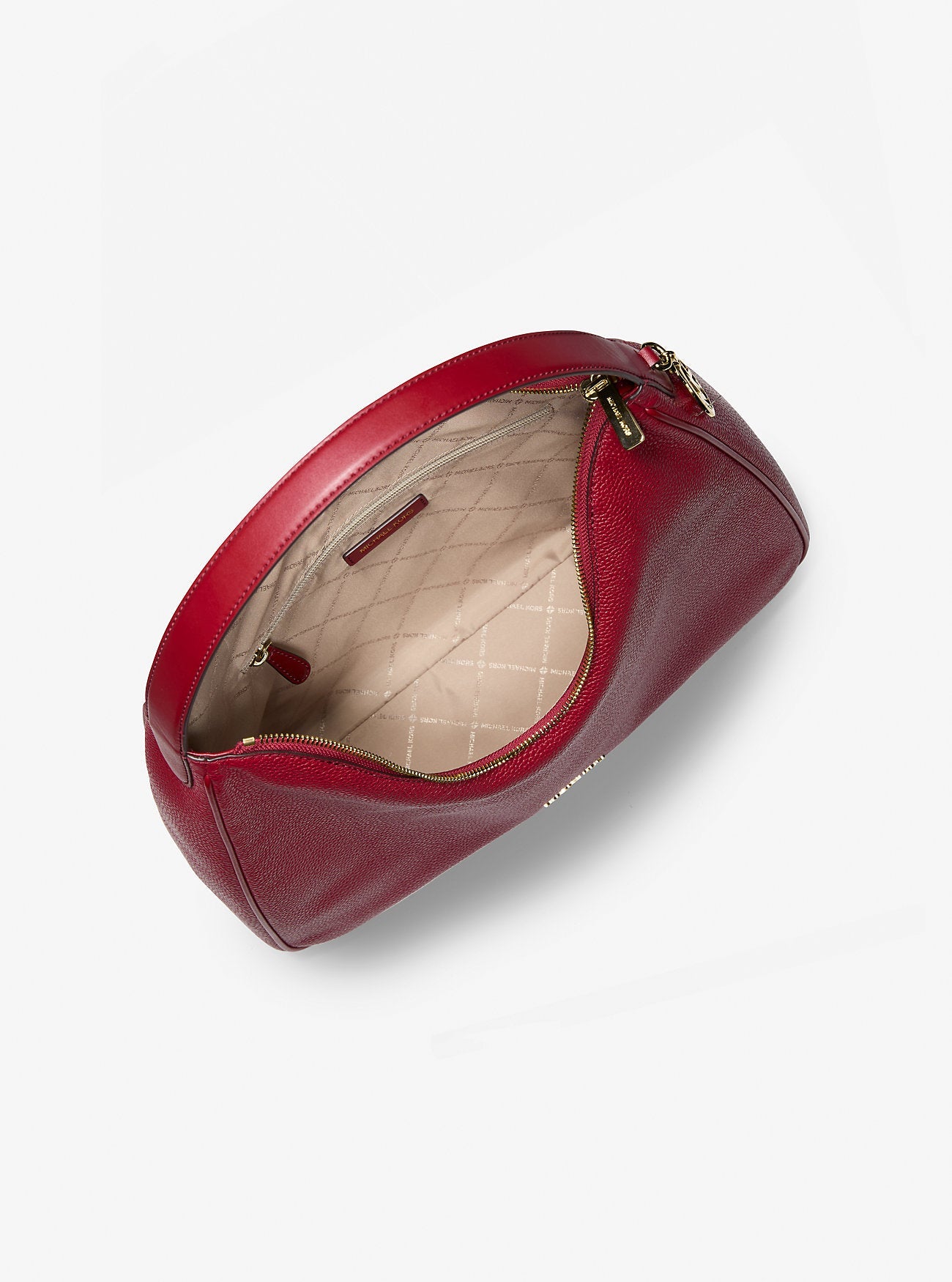 Michael Kors Nayla Medium Pebbled Leather Shoulder Bag Cherry