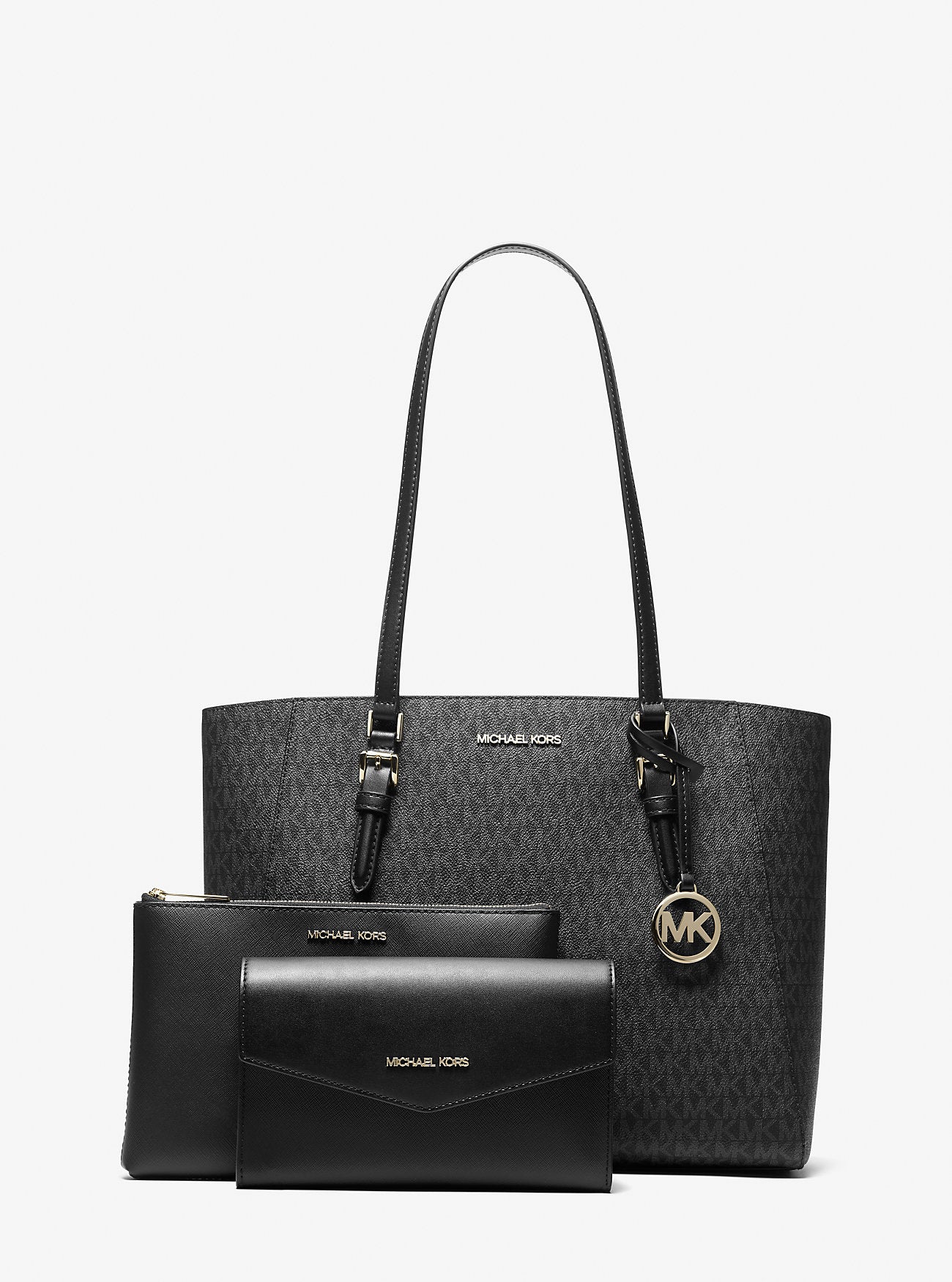 Michael Kors Charlotte Large 3-in-1 Signature Logo Tote Bag Black