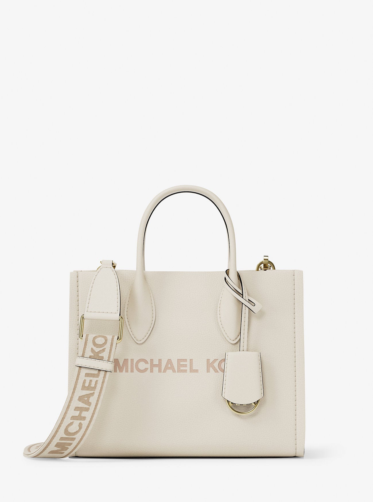 Michael Kors Mirella Small Pebbled Leather Convertible Crossbody Bag Lt Cream