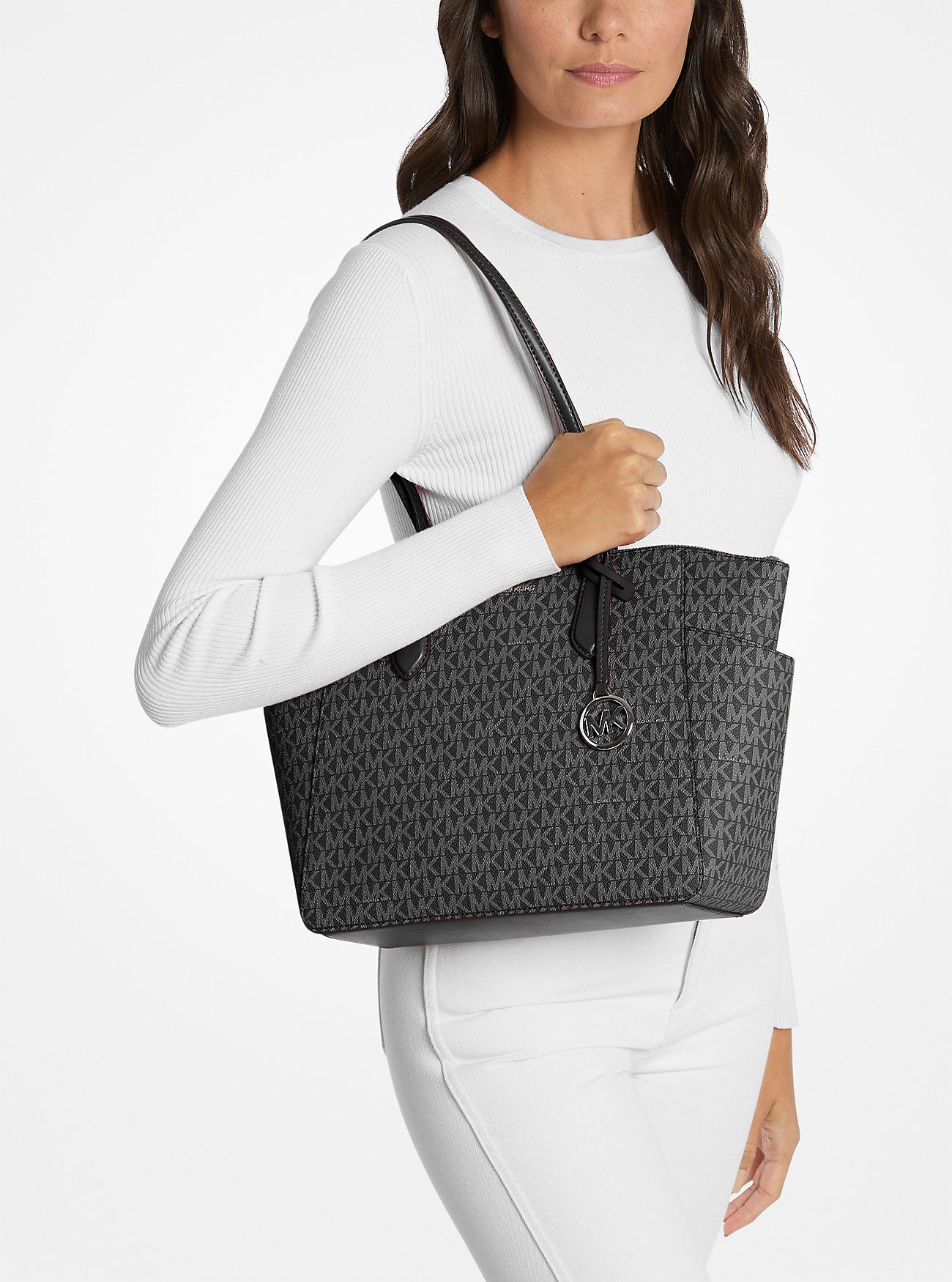 Michael Kors Marilyn Medium Signature Logo Tote Bag Black
