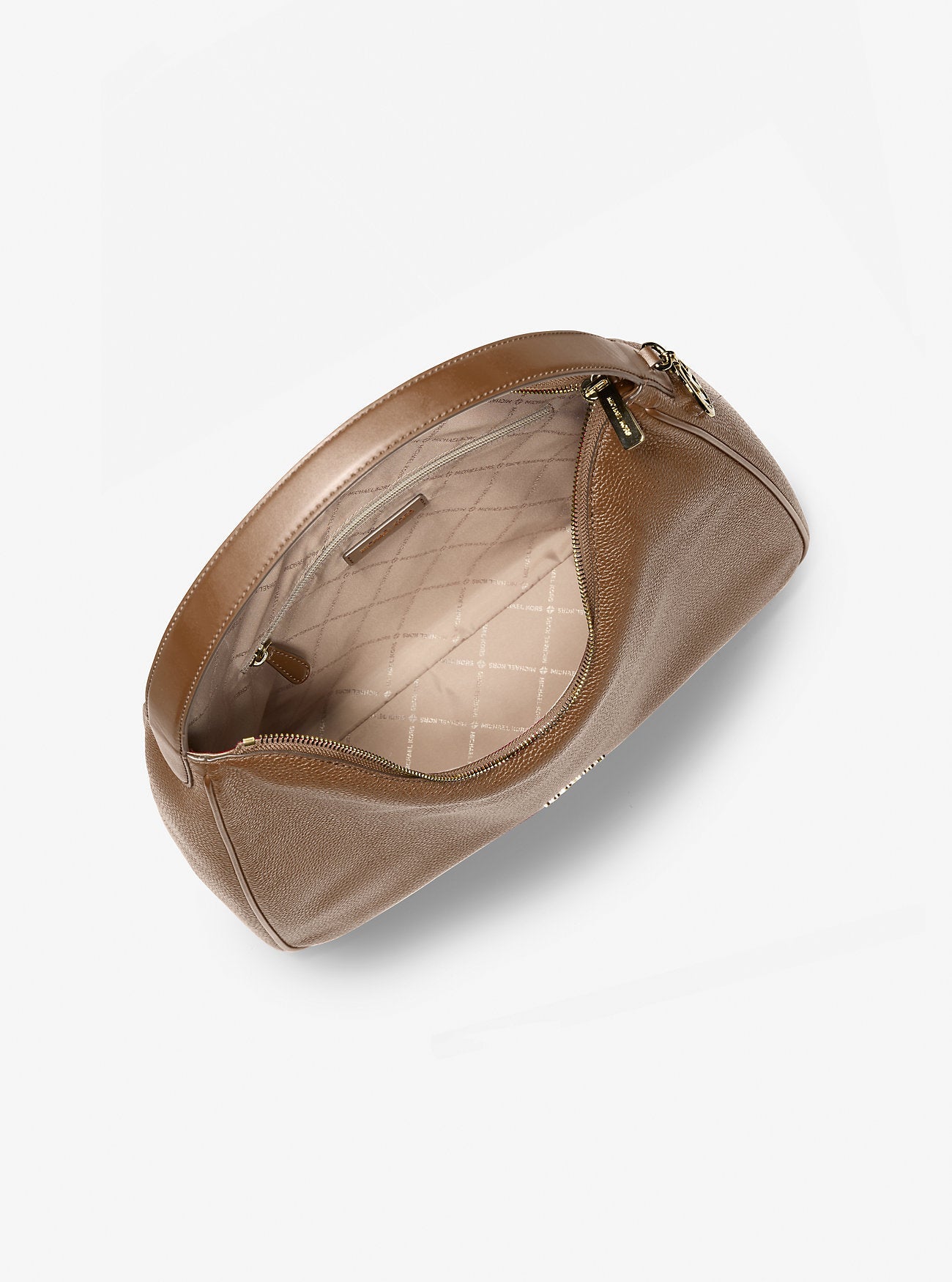 Michael Kors Nayla Medium Pebbled Leather Hobo Shoulder Bag Driftwood