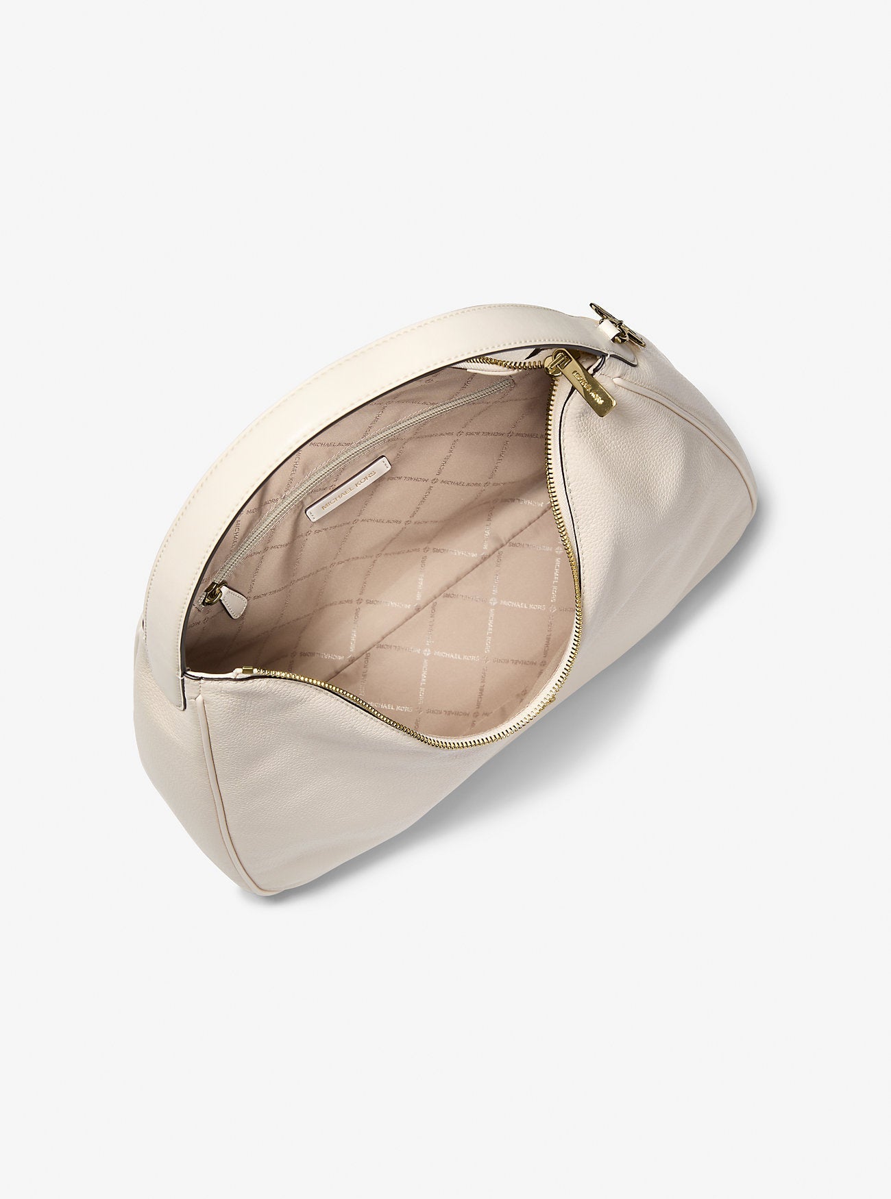 Michael Kors Nayla Medium Pebbled Leather Shoulder Bag Lt Cream