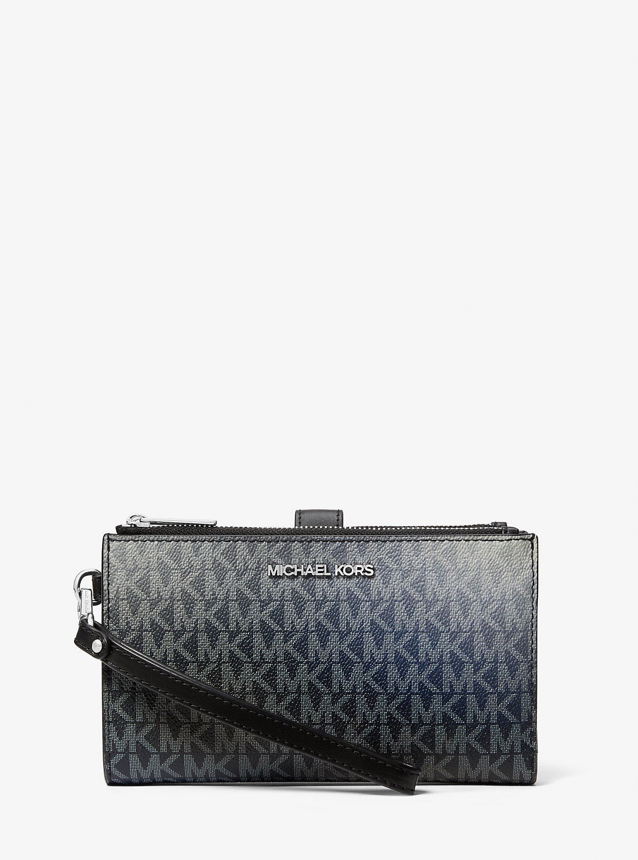 Michael Kors Jet Set Large Ombre Signature Logo Wristlet Black Combo