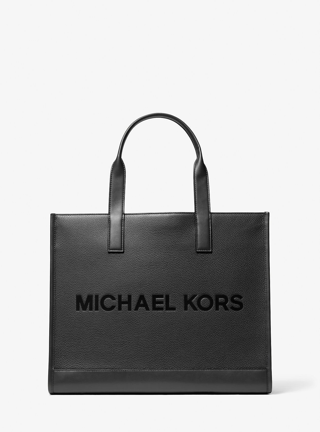 Michael Kors Cooper Logo Embossed Pebbled Leather Tote Bag Black