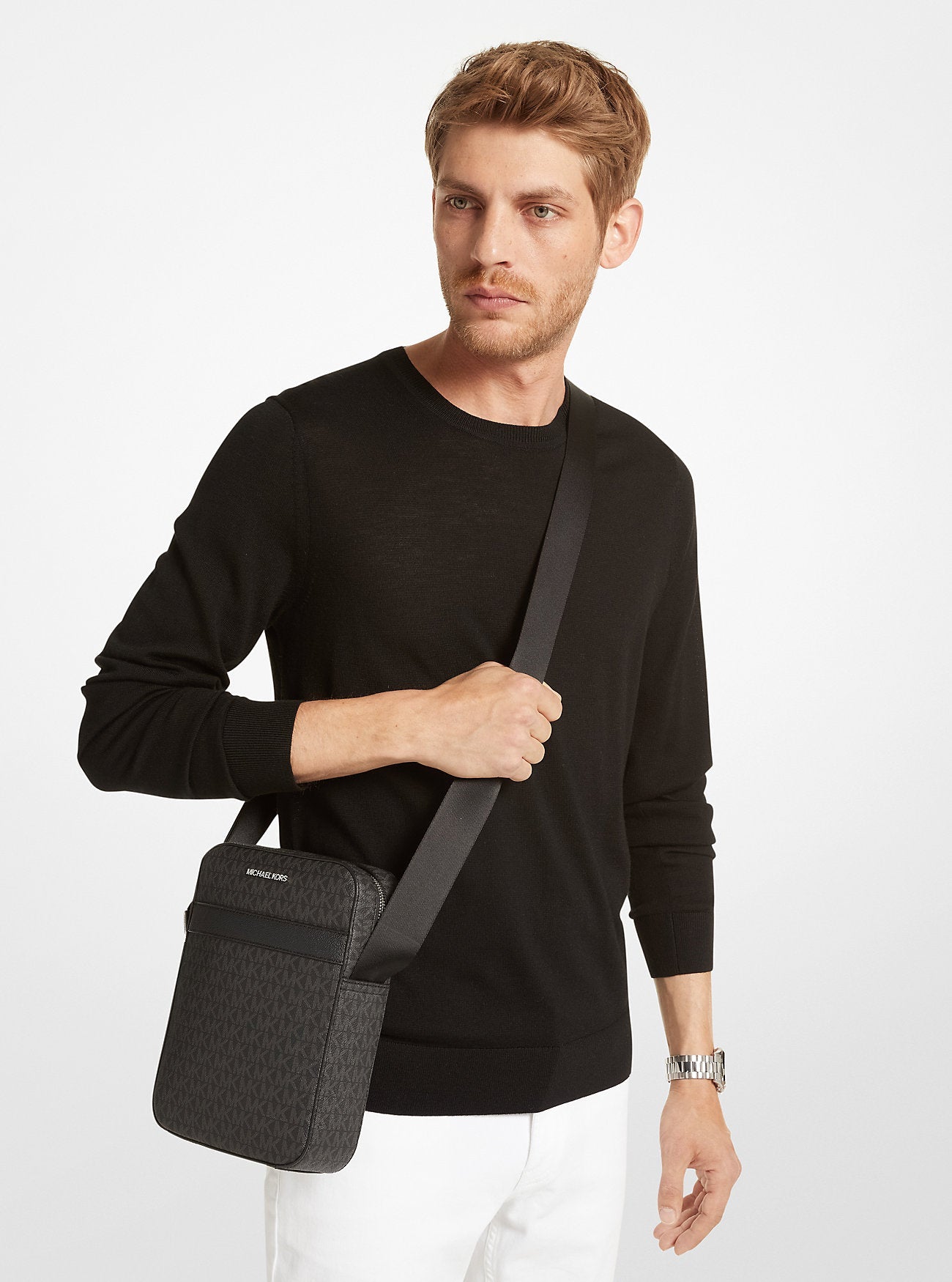 Michael Kors Cooper Signature Logo Flight Bag Black