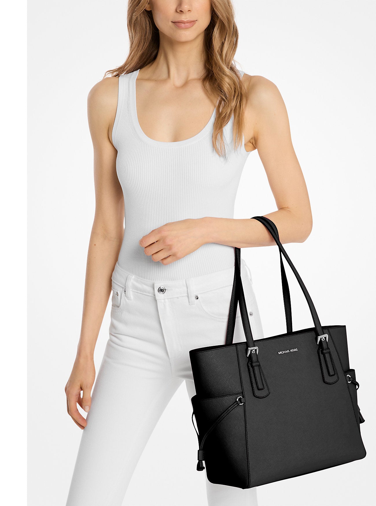 Michael Kors Voyager Large Saffiano Leather Tote Bag Black