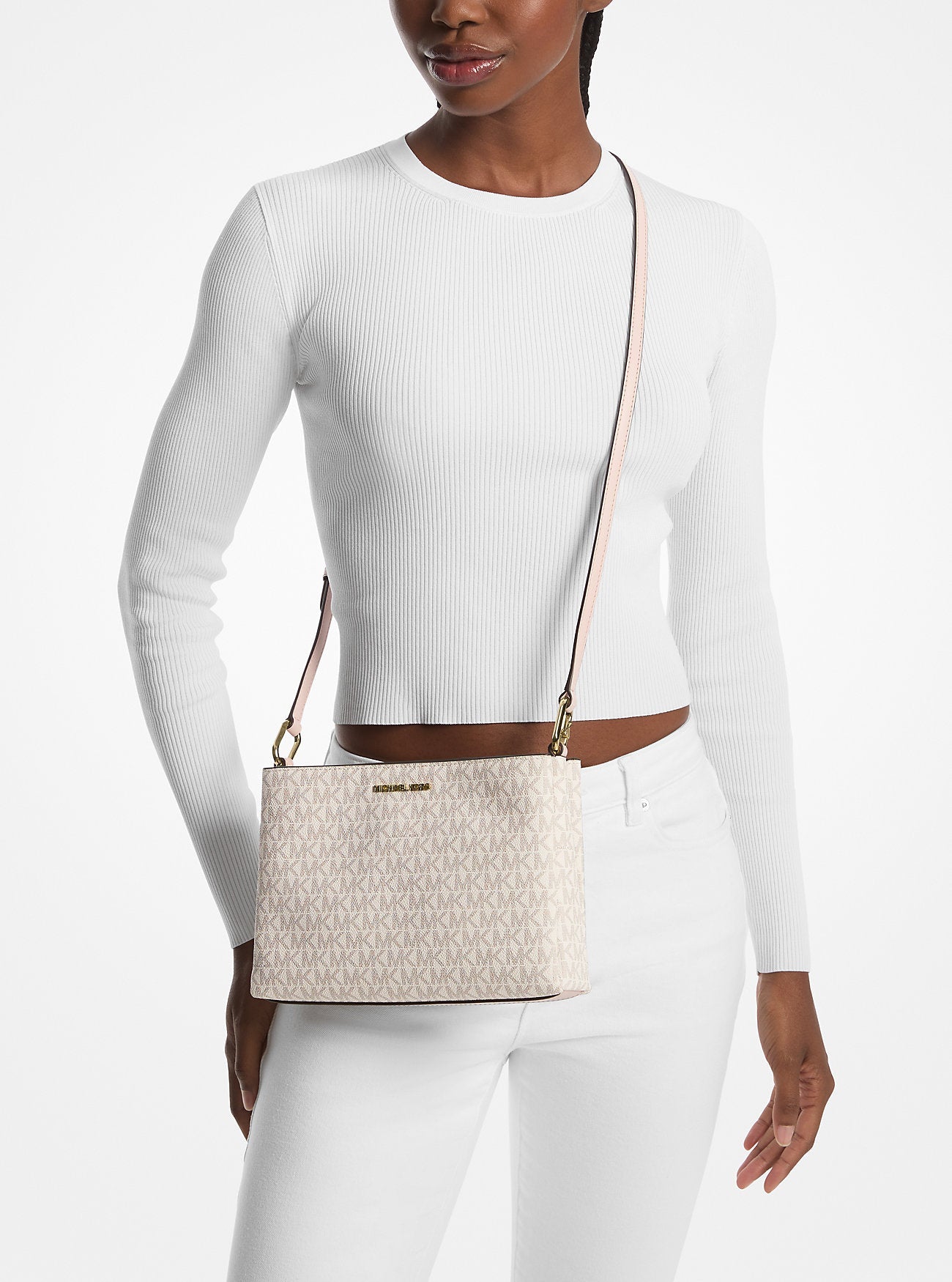 Michael Kors Trisha Medium Logo Crossbody Bag Pwd Blsh Mlt