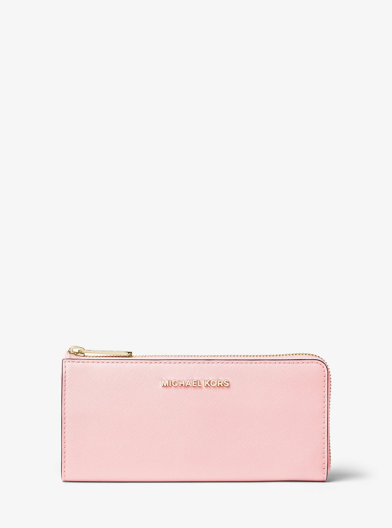 Michael Kors Jet Set Travel Large Saffiano Leather Quarter-Zip Wallet Powder Blush