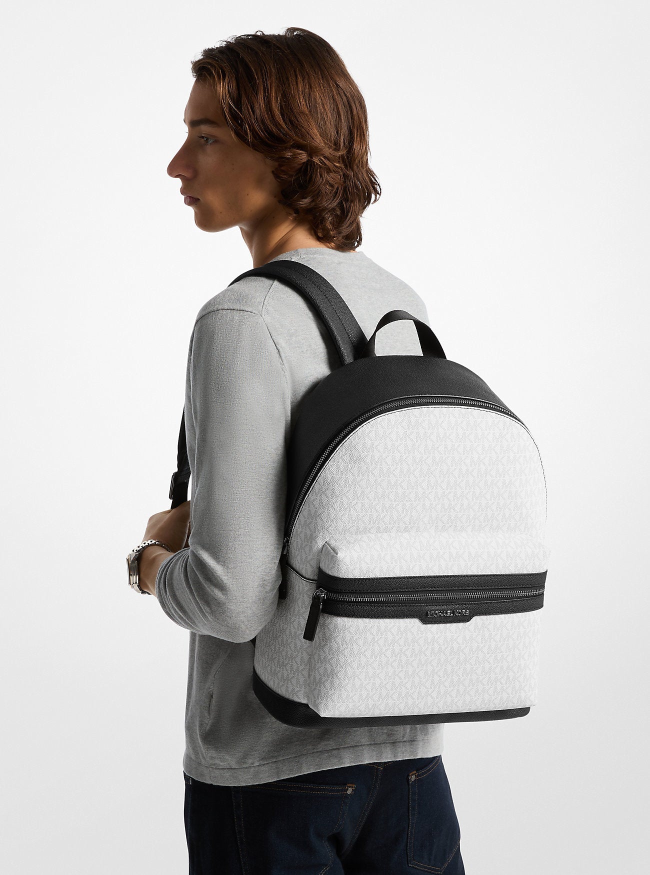 Michael Kors Cooper Signature Logo Backpack Bright Wht