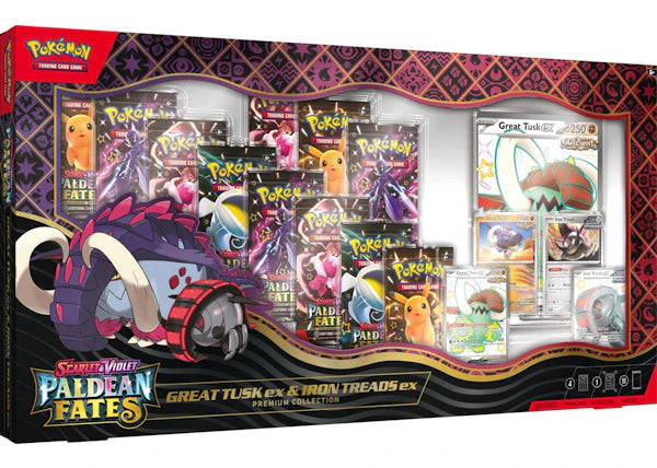 2025 Pokémon Scarlet & Violet Paldean Fates Great Tusk ex & Iron Treads ex Premium Collection Box