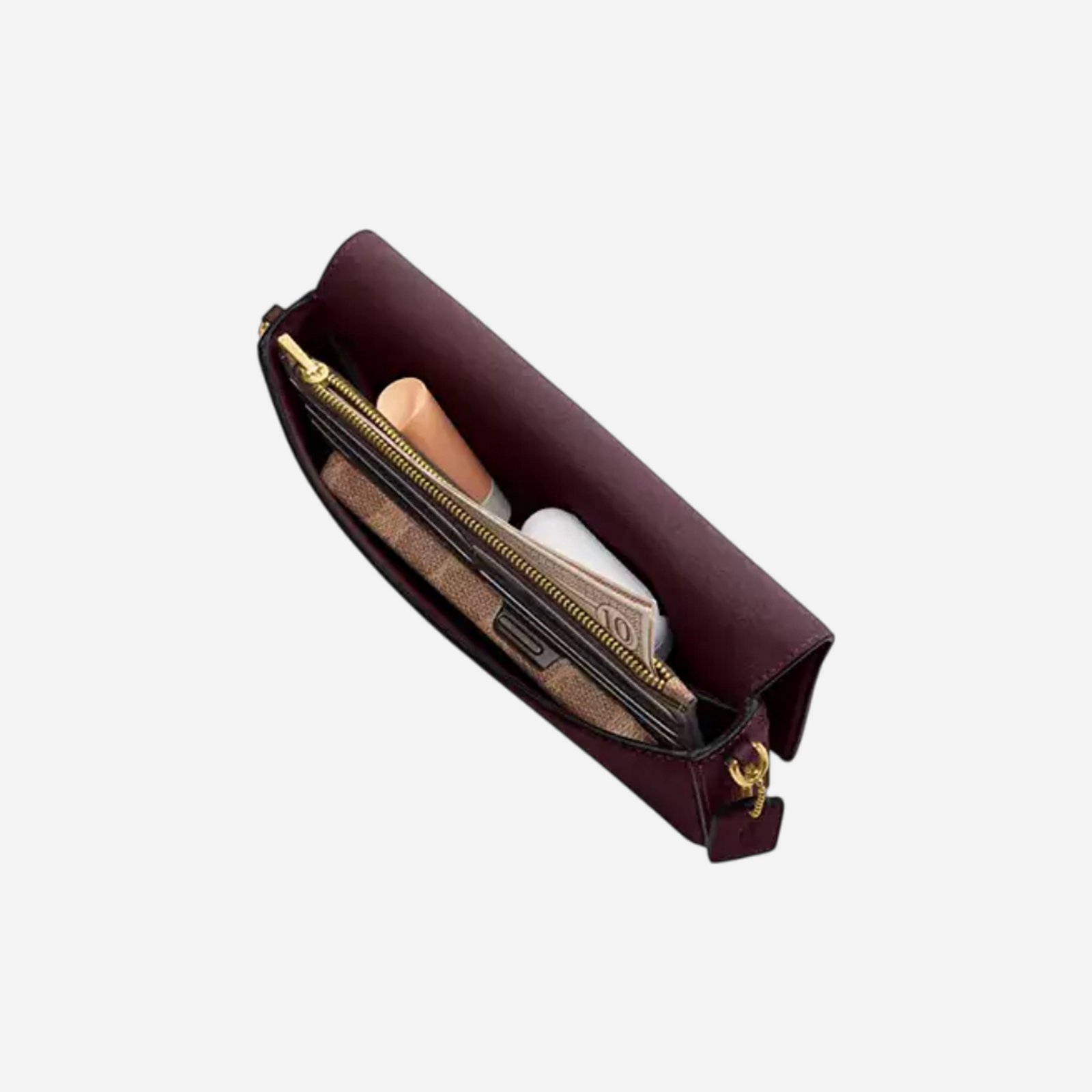 Coach Mila Crossbody Bag In Signature Canvas Brass Merlot