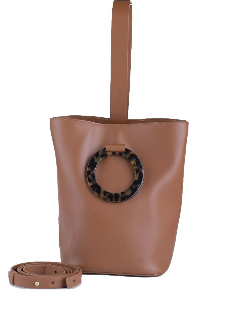large Aurora ring-detail leather bucket bag