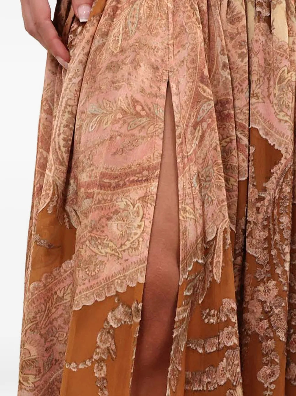 Memento Burnout paisley slit maxi skirt