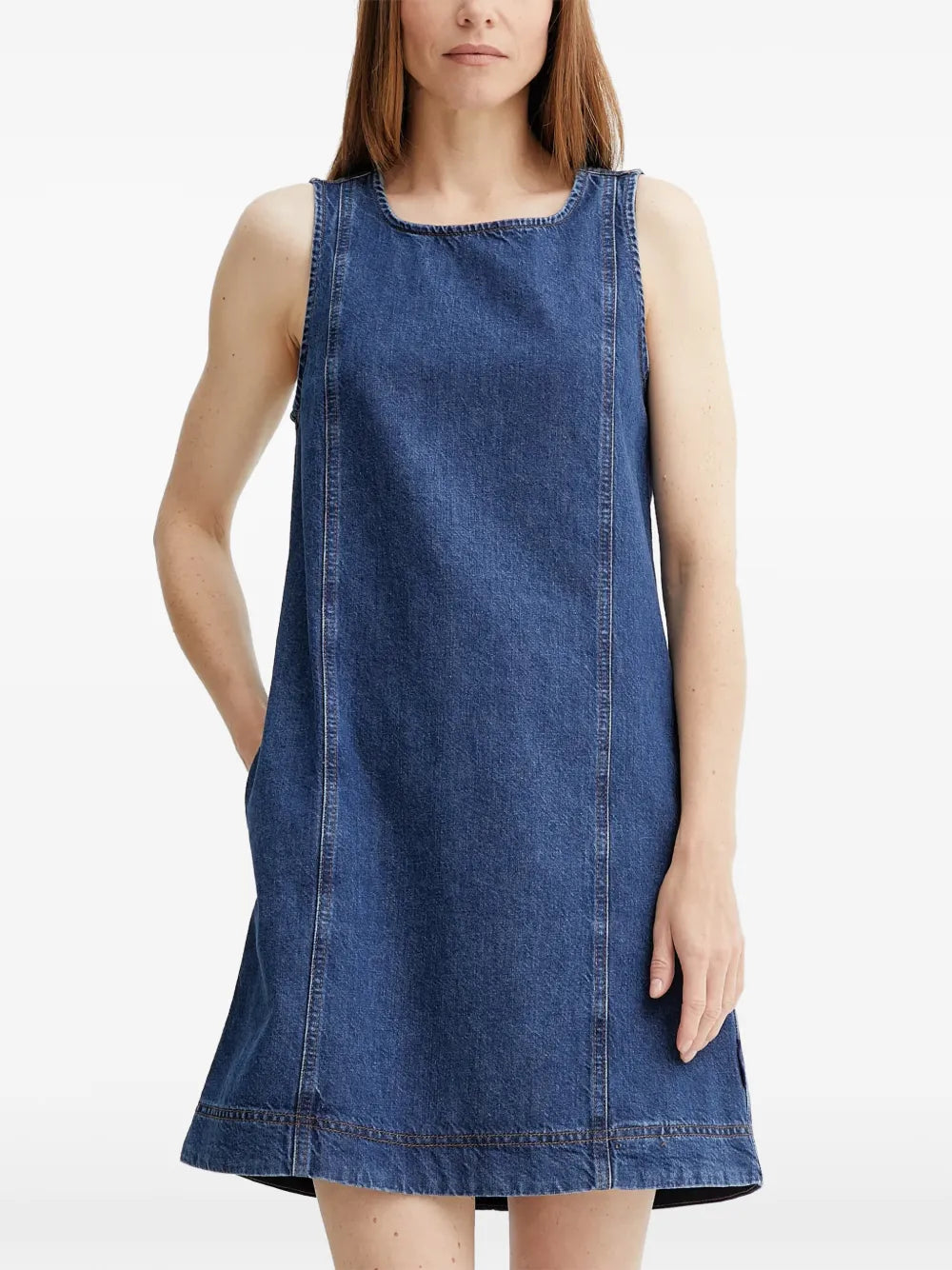 square-neck panelled mini dress
