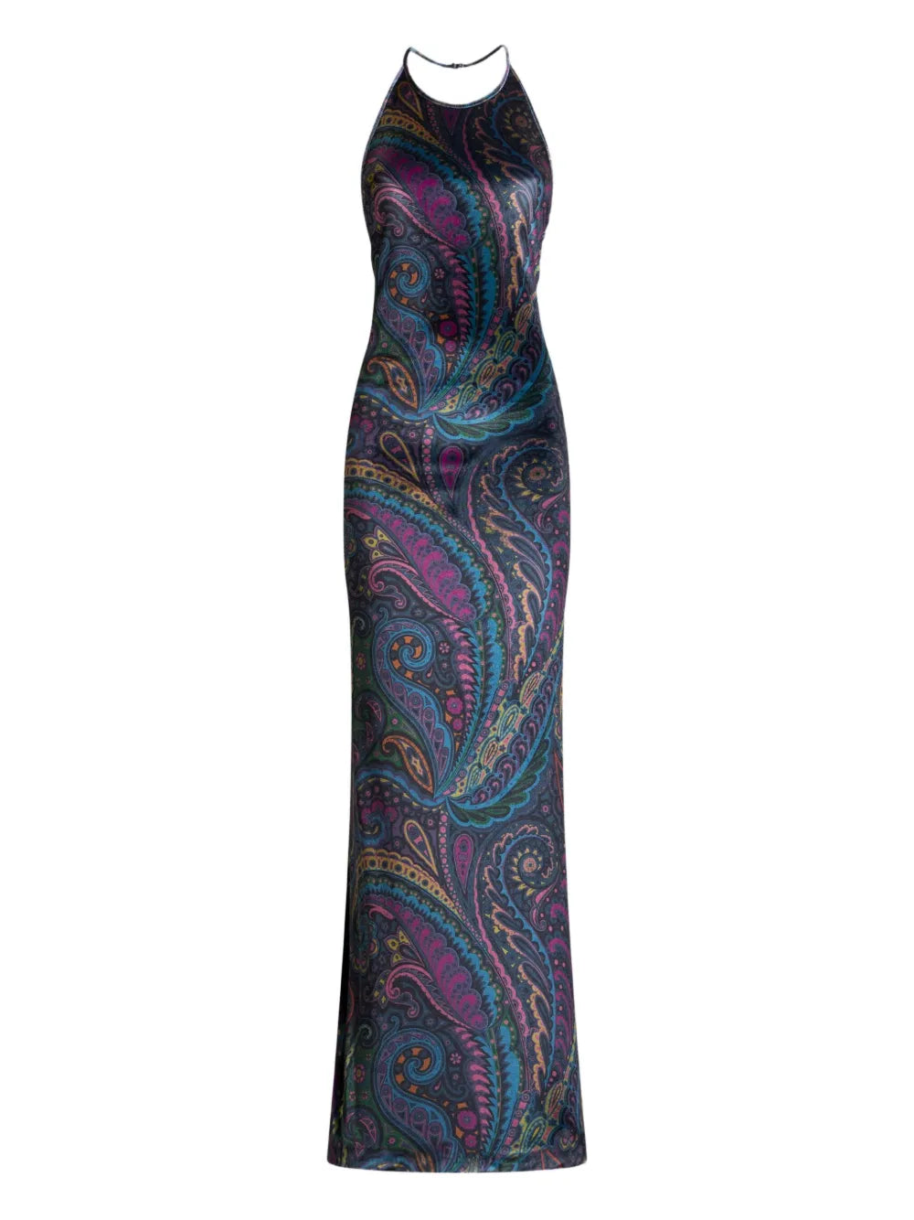 paisley-print halterneck maxi party dress