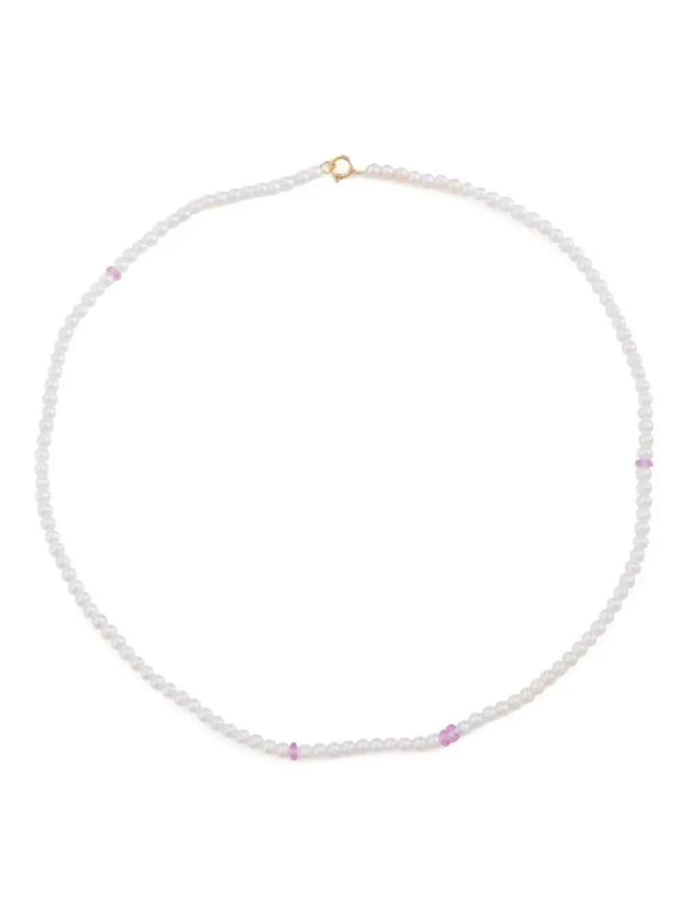 18K yellow gold Ayoka pearl and pink sapphire necklace