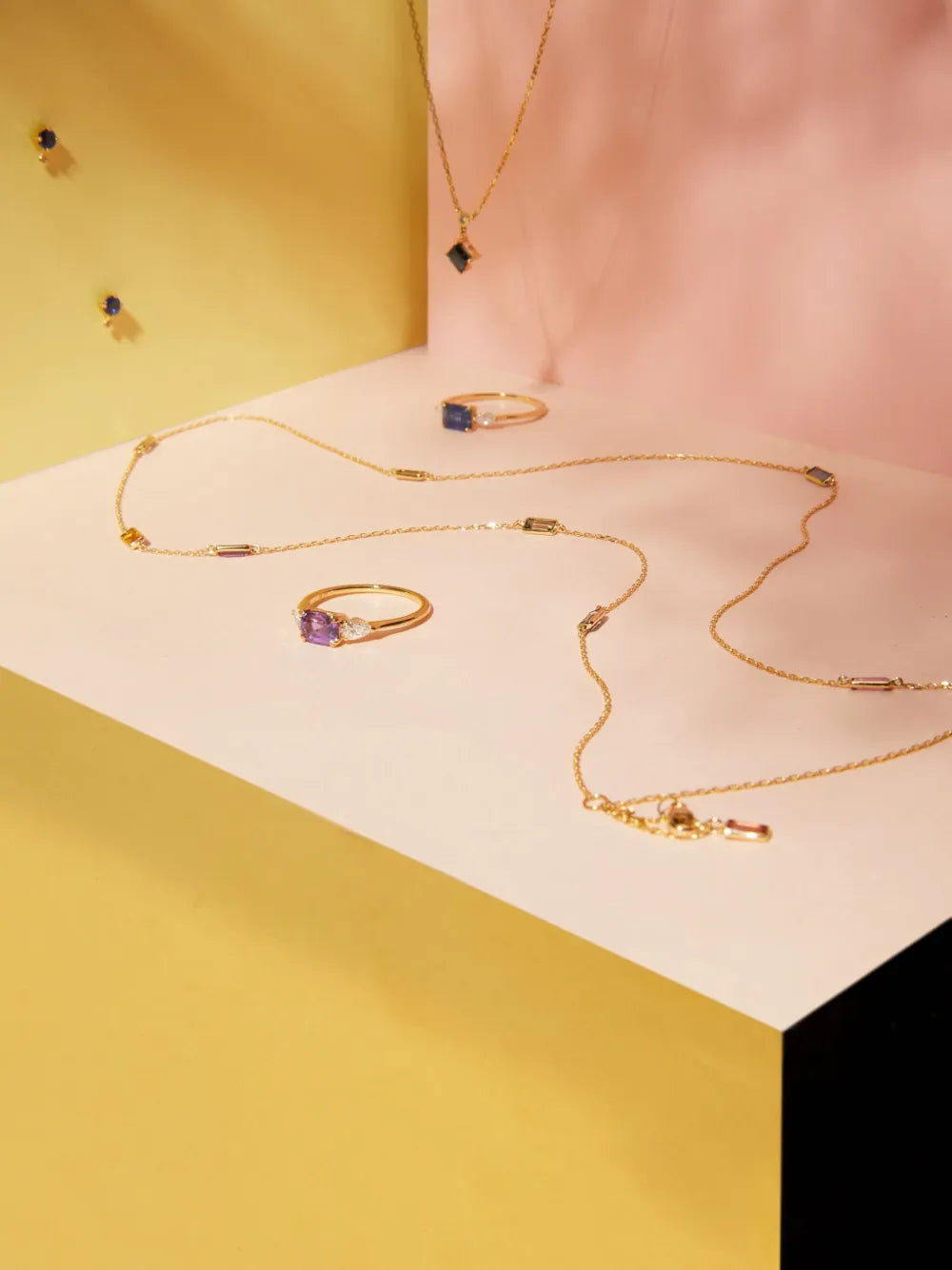 18K yellow gold Candy rainbow sapphire necklace