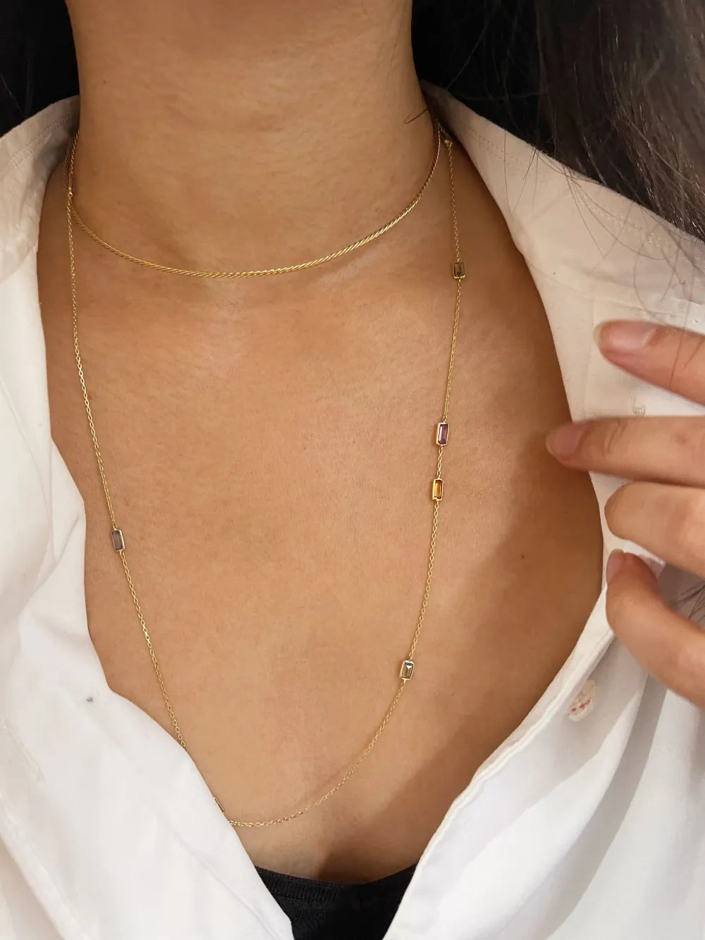 18K yellow gold Candy rainbow sapphire necklace