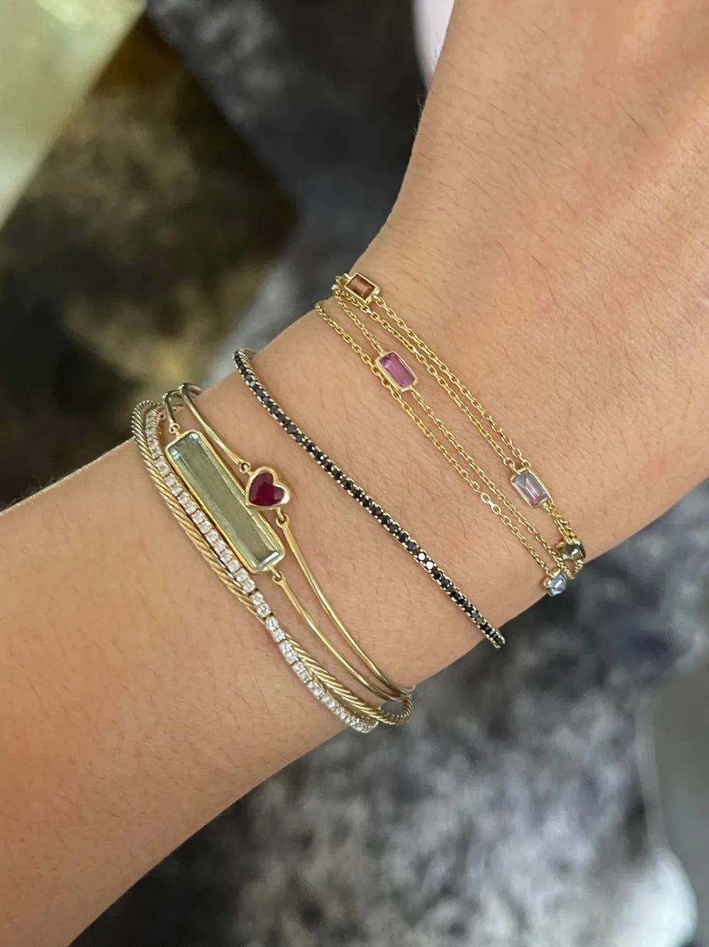 18K yellow gold Candy rainbow sapphire necklace