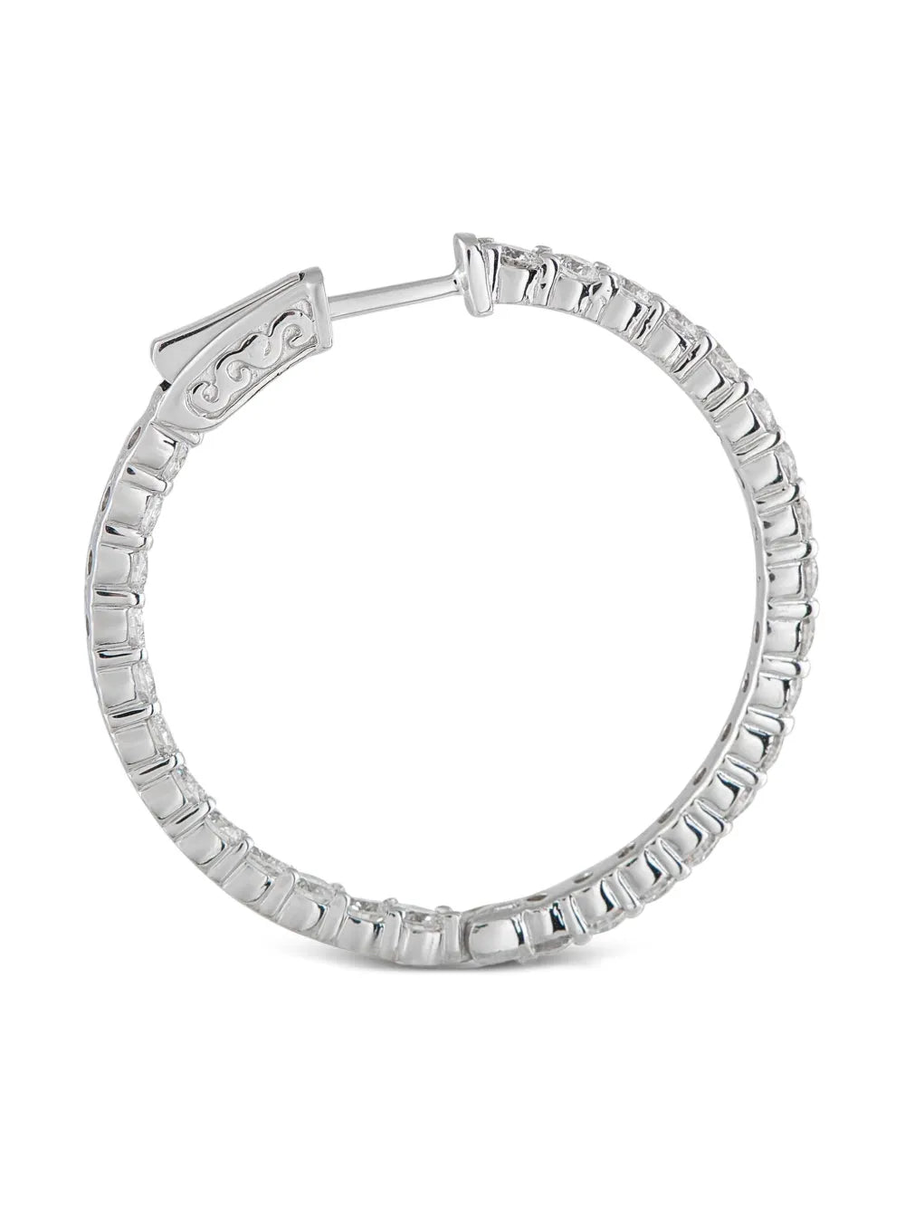 14K white gold diamond hoop earrings