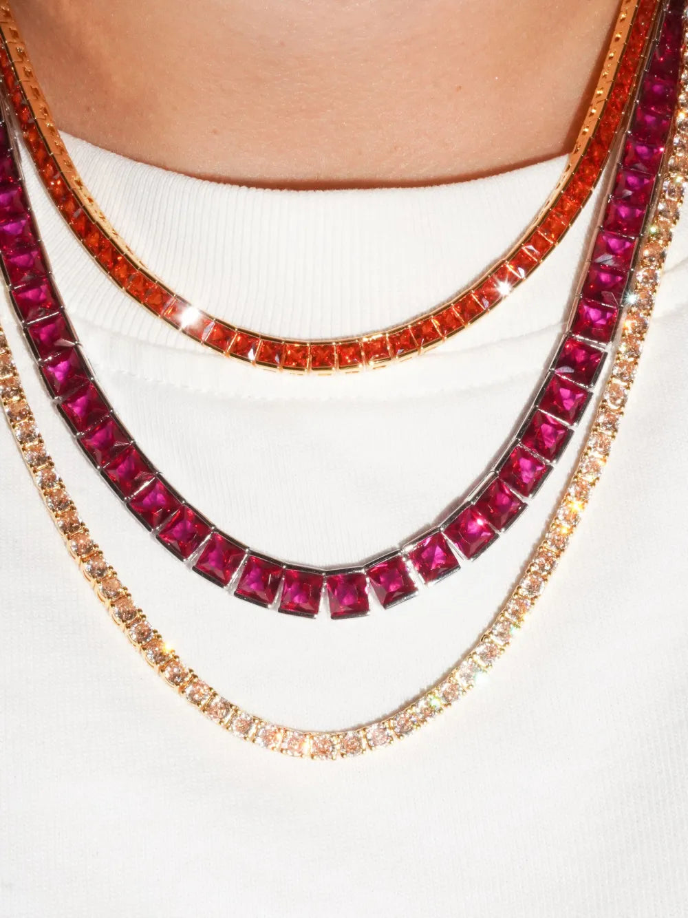 Tennis square necklace