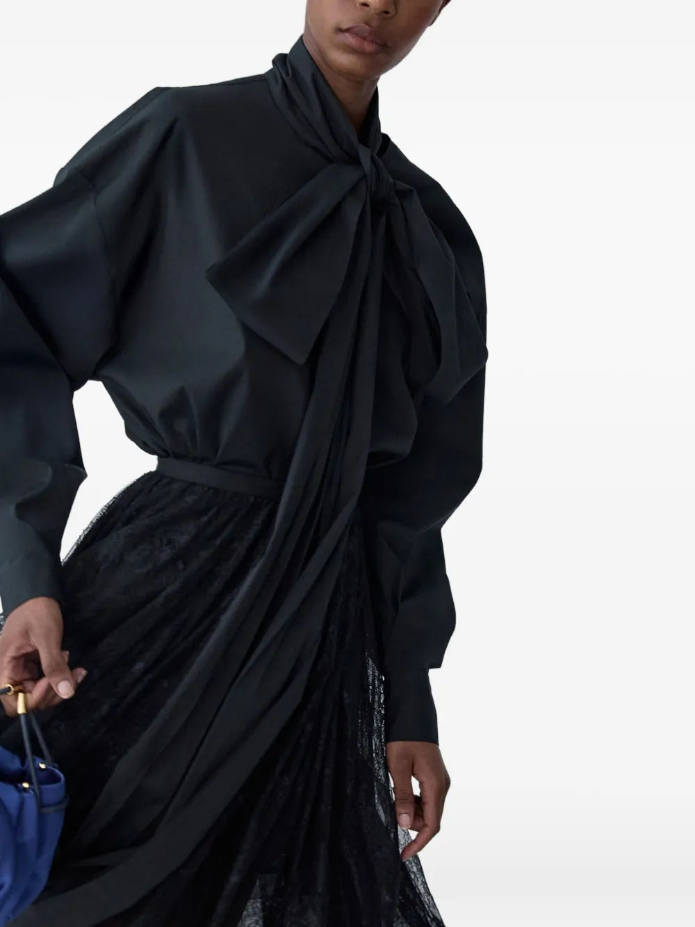 lace-panelled pleated skirt