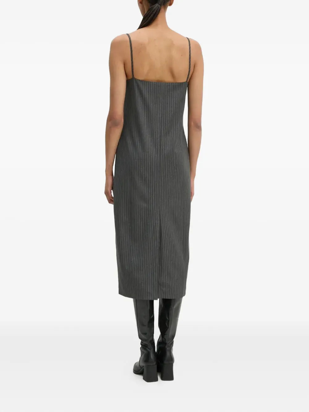 striped V-neck dress