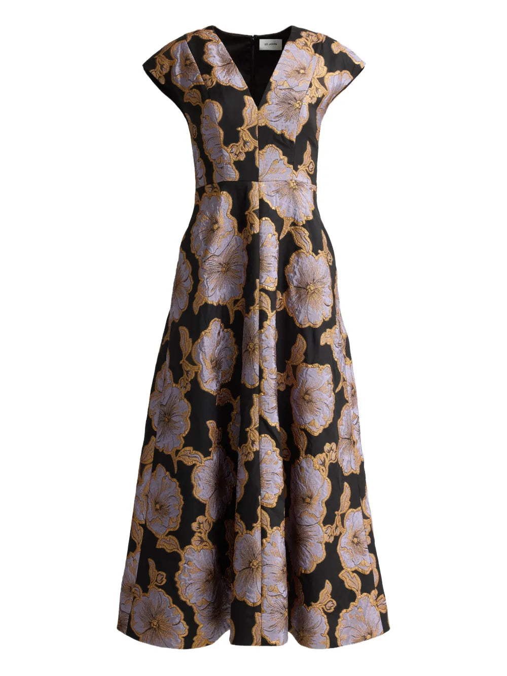 floral-jacquard maxi dress
