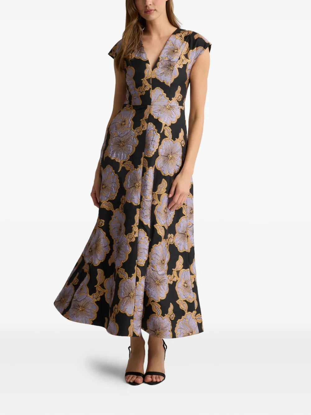 floral-jacquard maxi dress