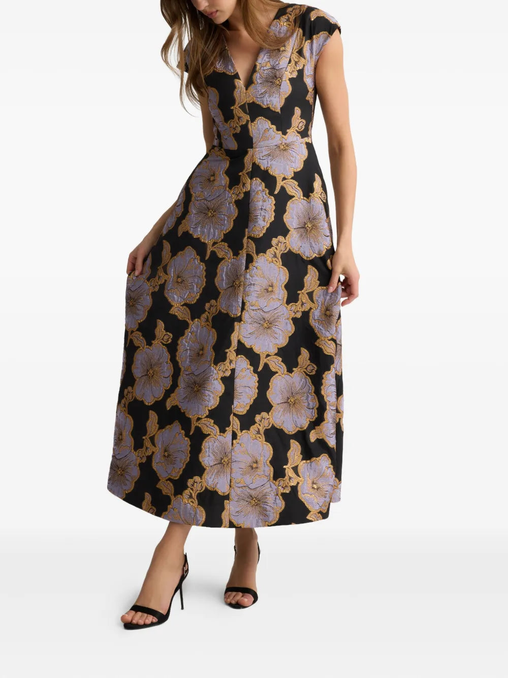floral-jacquard maxi dress