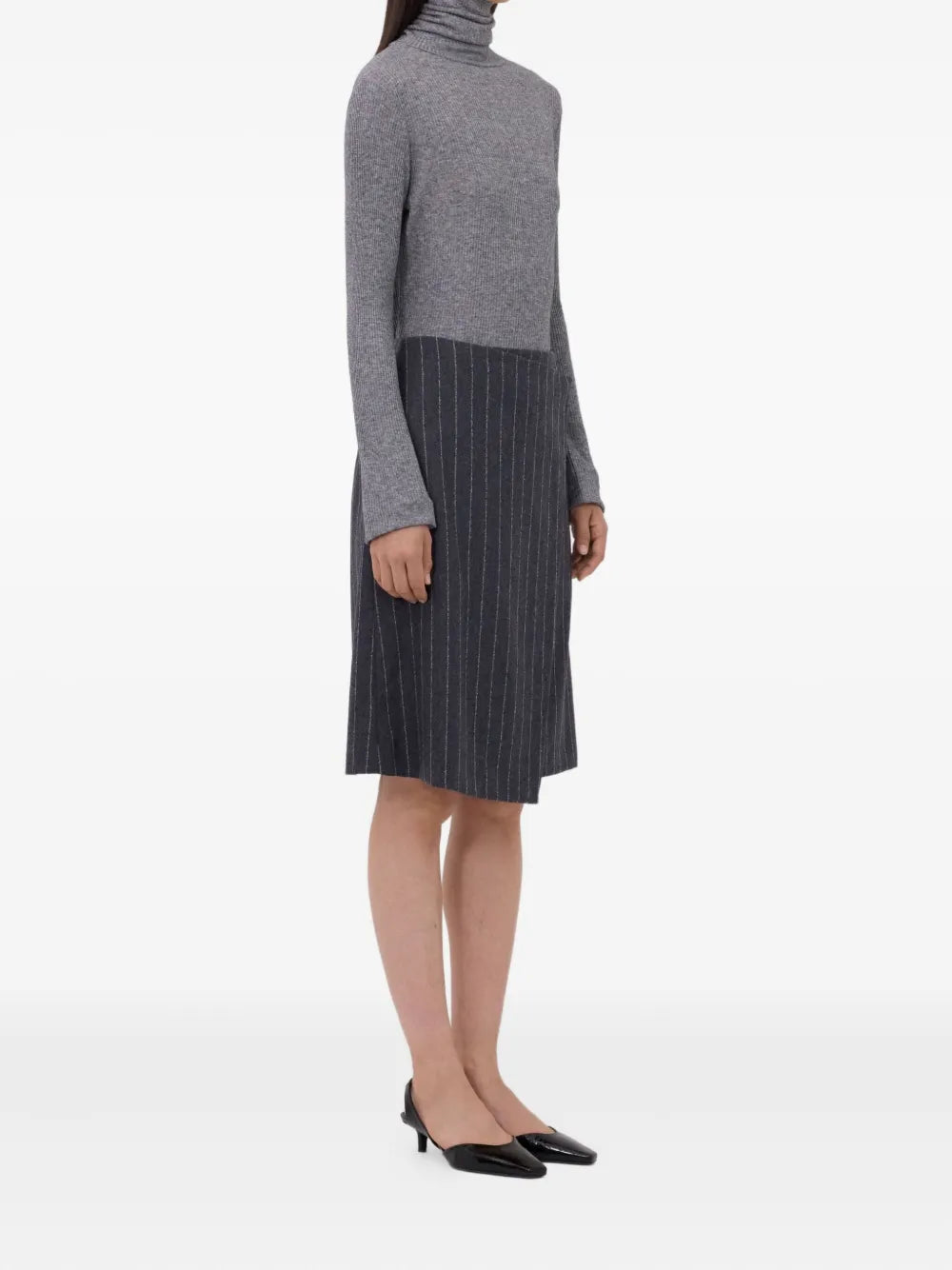 MASON pinstripe wrap midi skirt